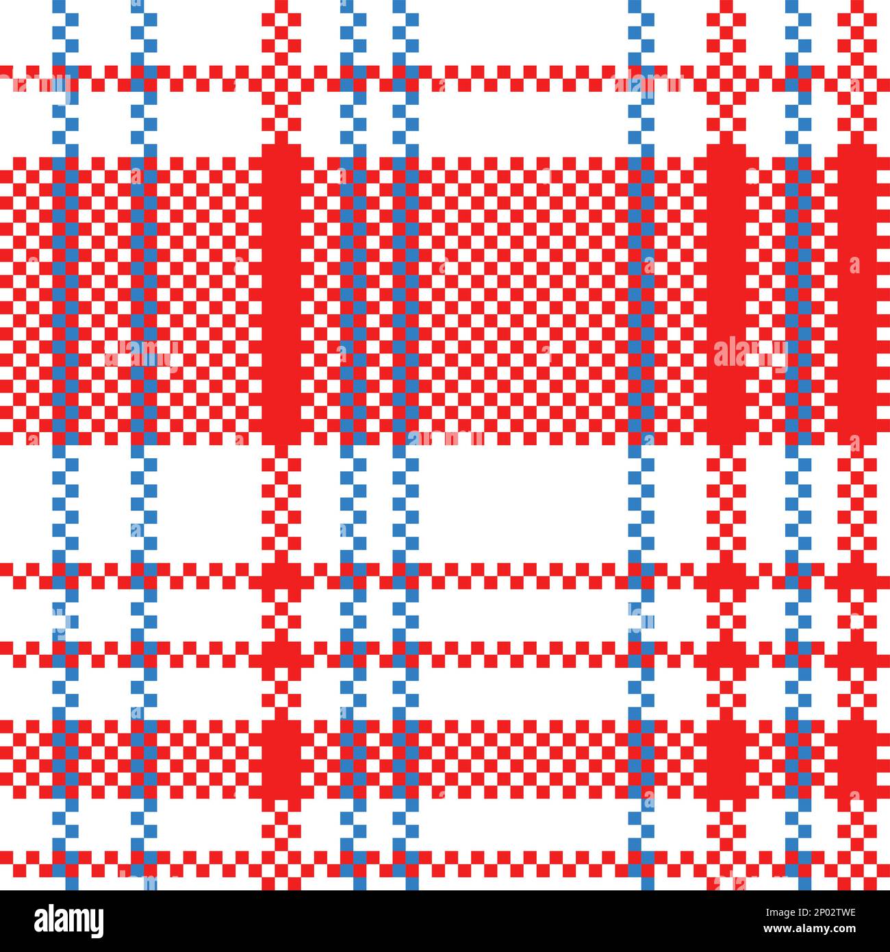 Vector Retro Red White Blue Iconic Old Hong Kong Checker Seamless Pattern for Products or Textile Prints. Stock Vector