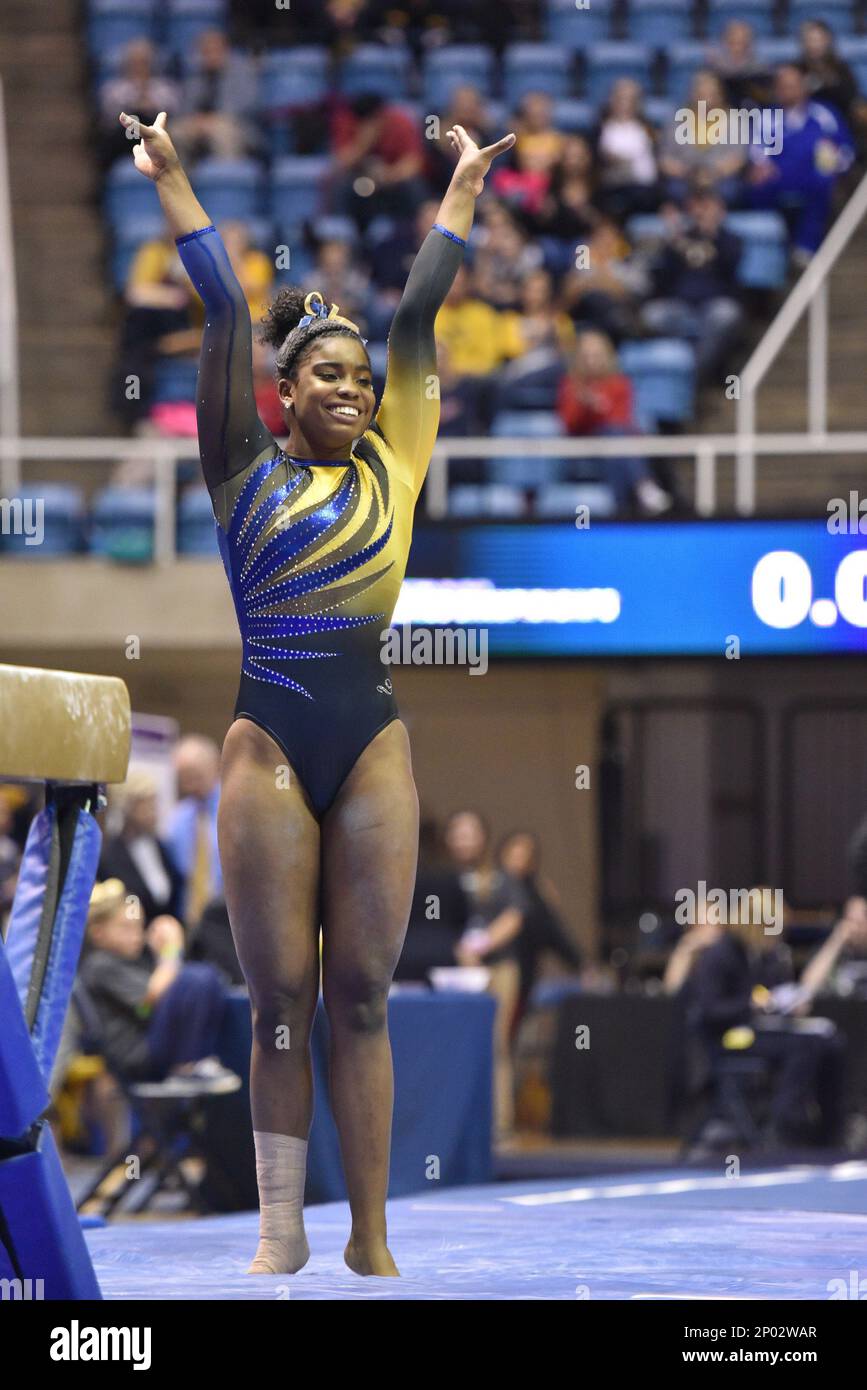 April 1, 2017 - Morgantown, West Virginia, U.S - WVU gymnast ZAAKIRA ...