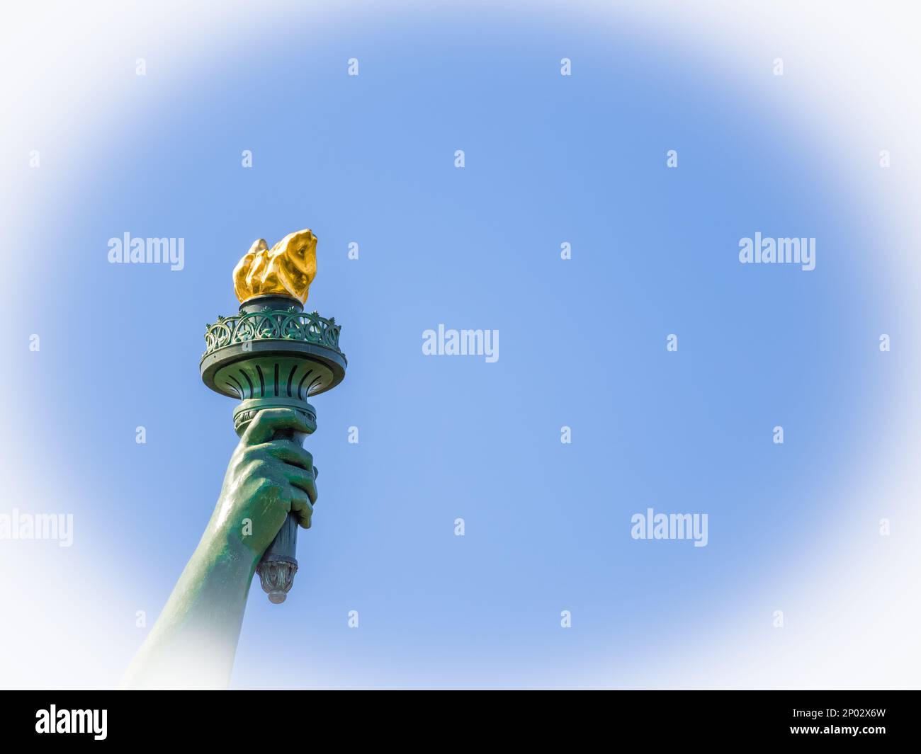 Colmar, France - March 29, 2022: The torch in the hand of the Statue of Liberty, designed by Frederic Auguste Bartholdi. Stock Photo