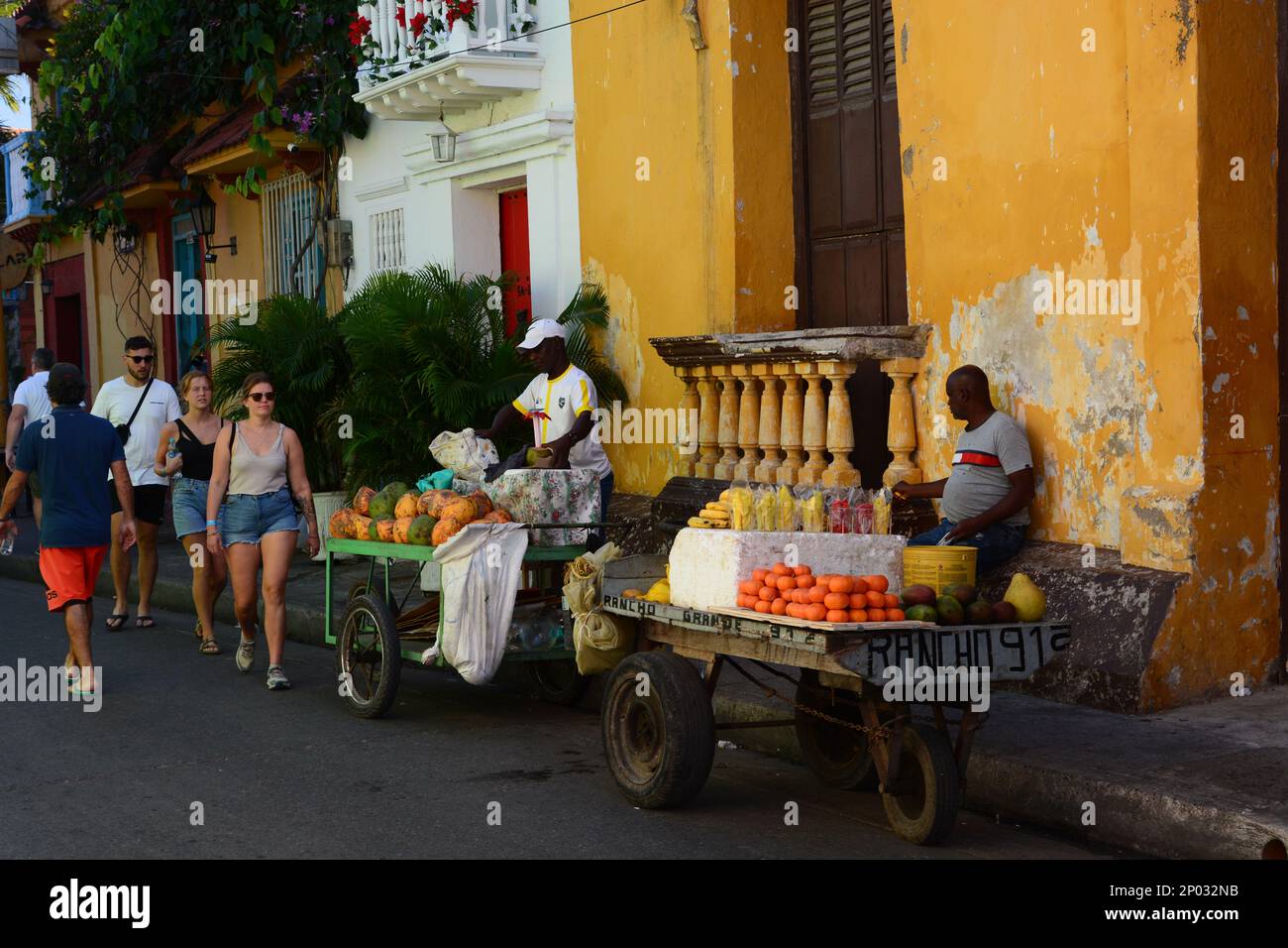 Daily life Getsemani neighborhood. Cartagena de Indias. Bolivar department. Colombia Stock Photo