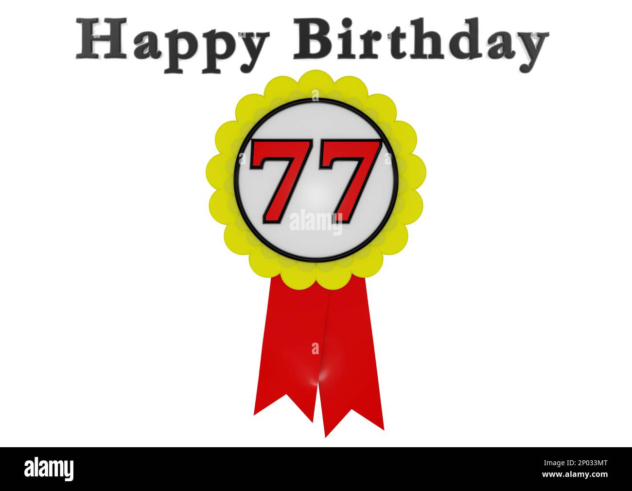 a golden button with a red number and the lettering Happy Birthday Stock Photo