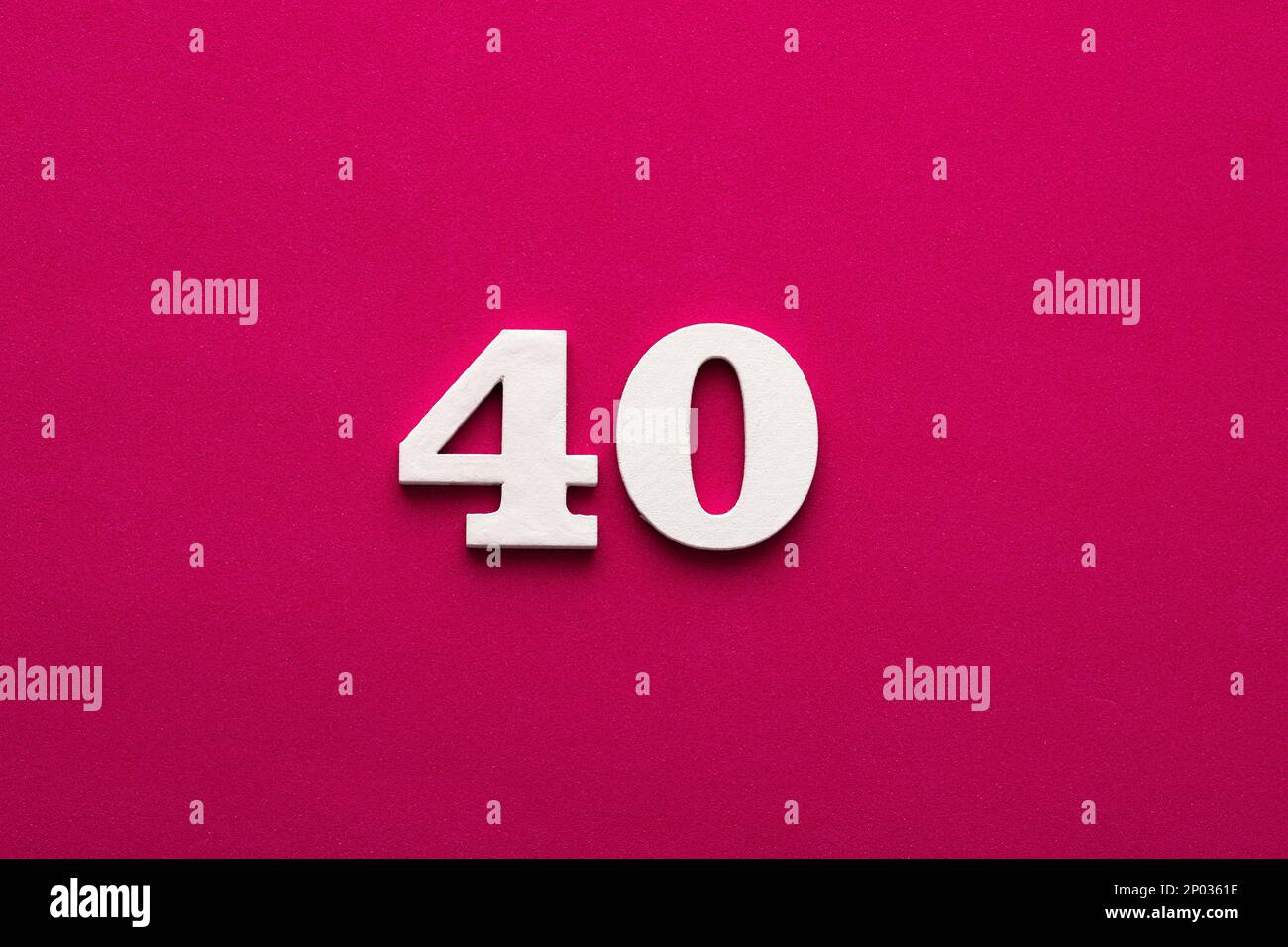 Number 40 - White wooden number on rhodamine red background Stock Photo ...