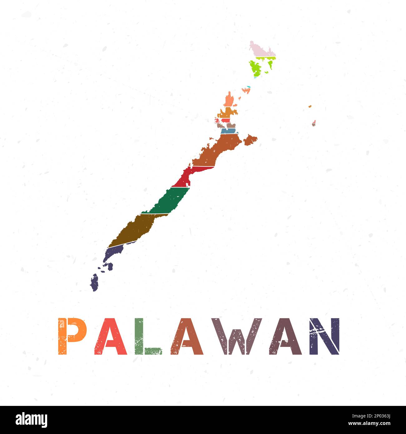 Palawan map design. Shape of the island with beautiful geometric waves