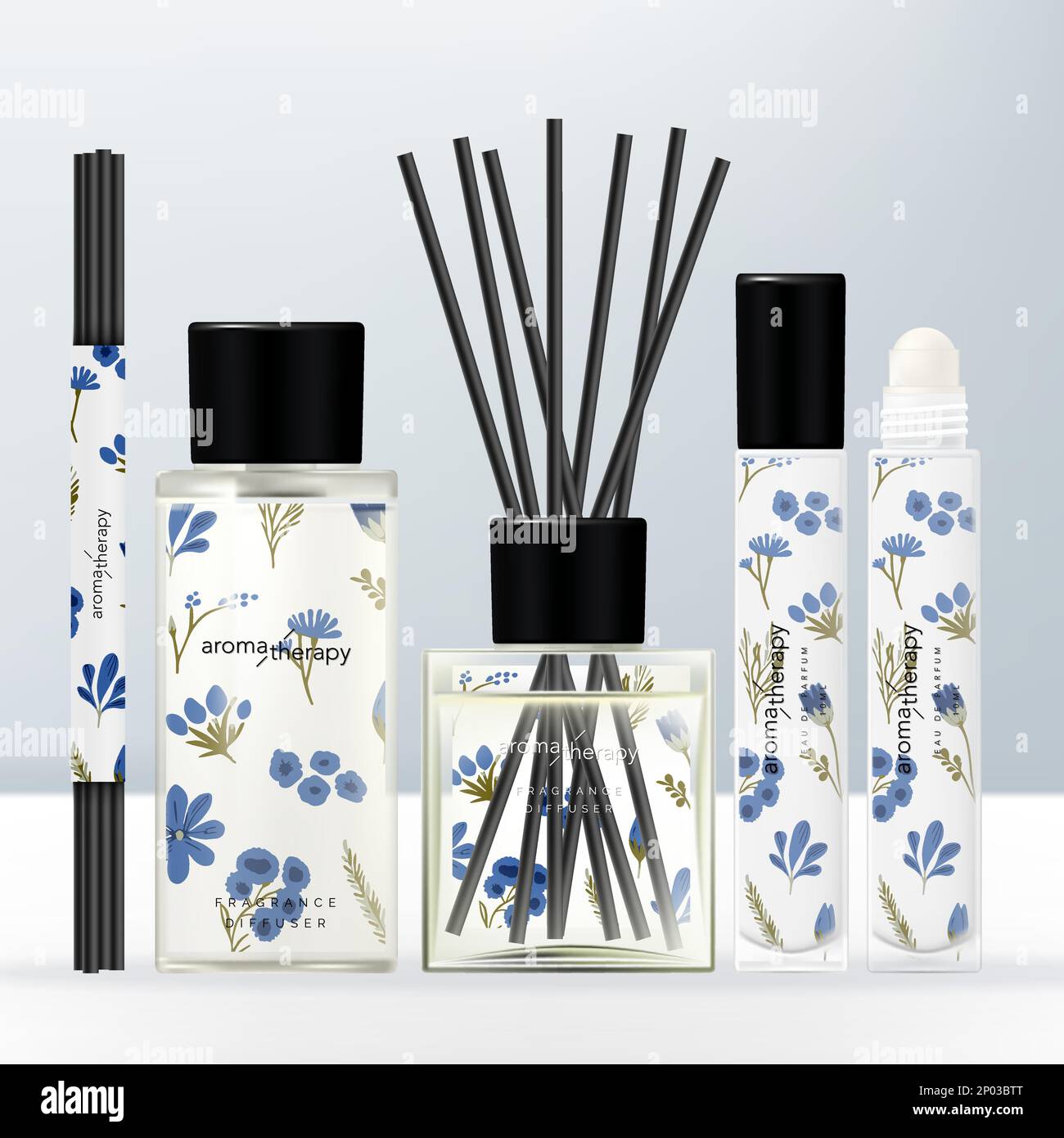 Vector Clear Glass or Plastic Screw Cap Bottle Diffuser Bottle, Rollon