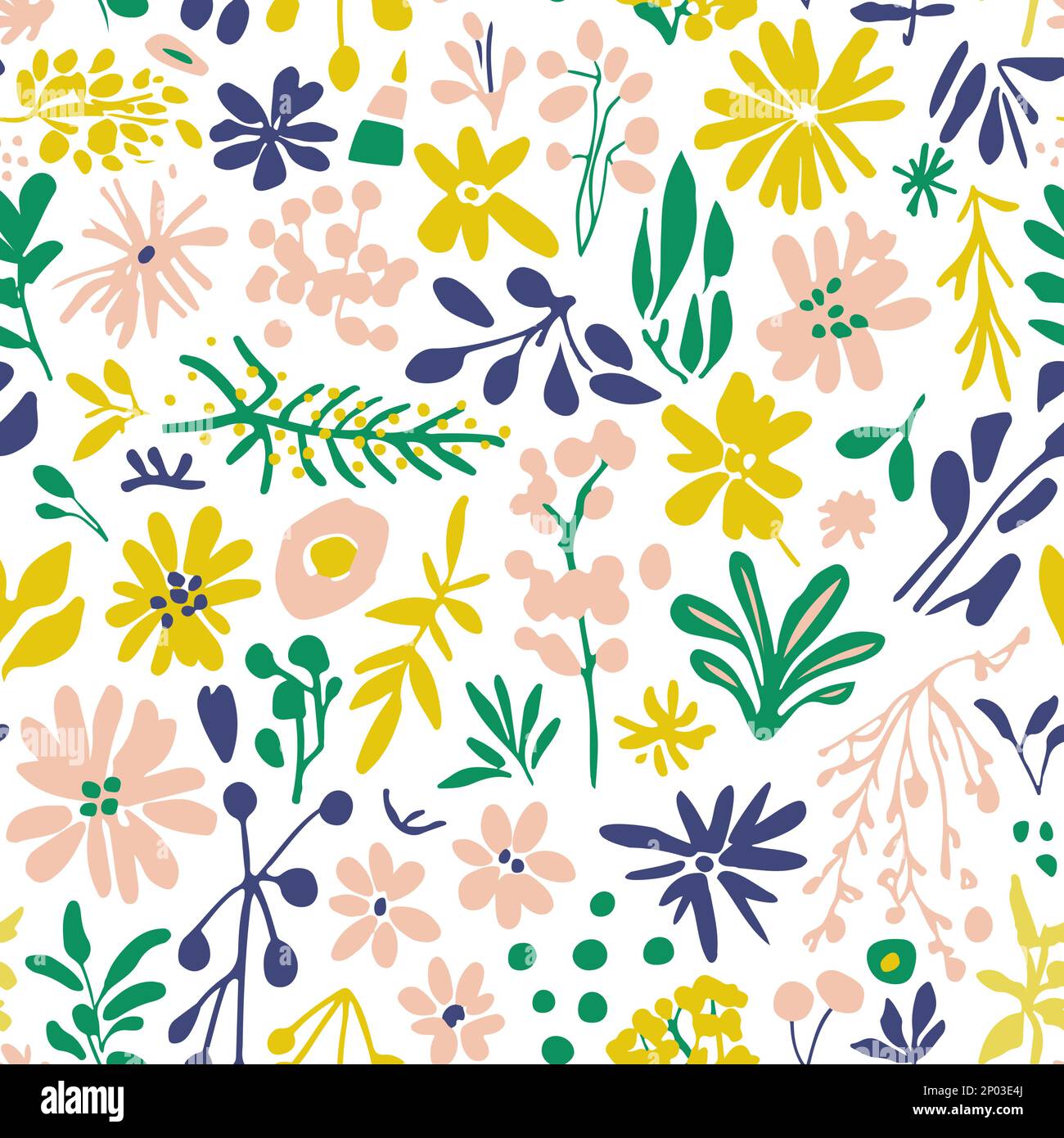 Vector Retro Vintage Minimalist Abstract Spring or Summer Floral Seamless Surface Pattern for Products, Fabric or Wrapping Paper Prints. Stock Vector