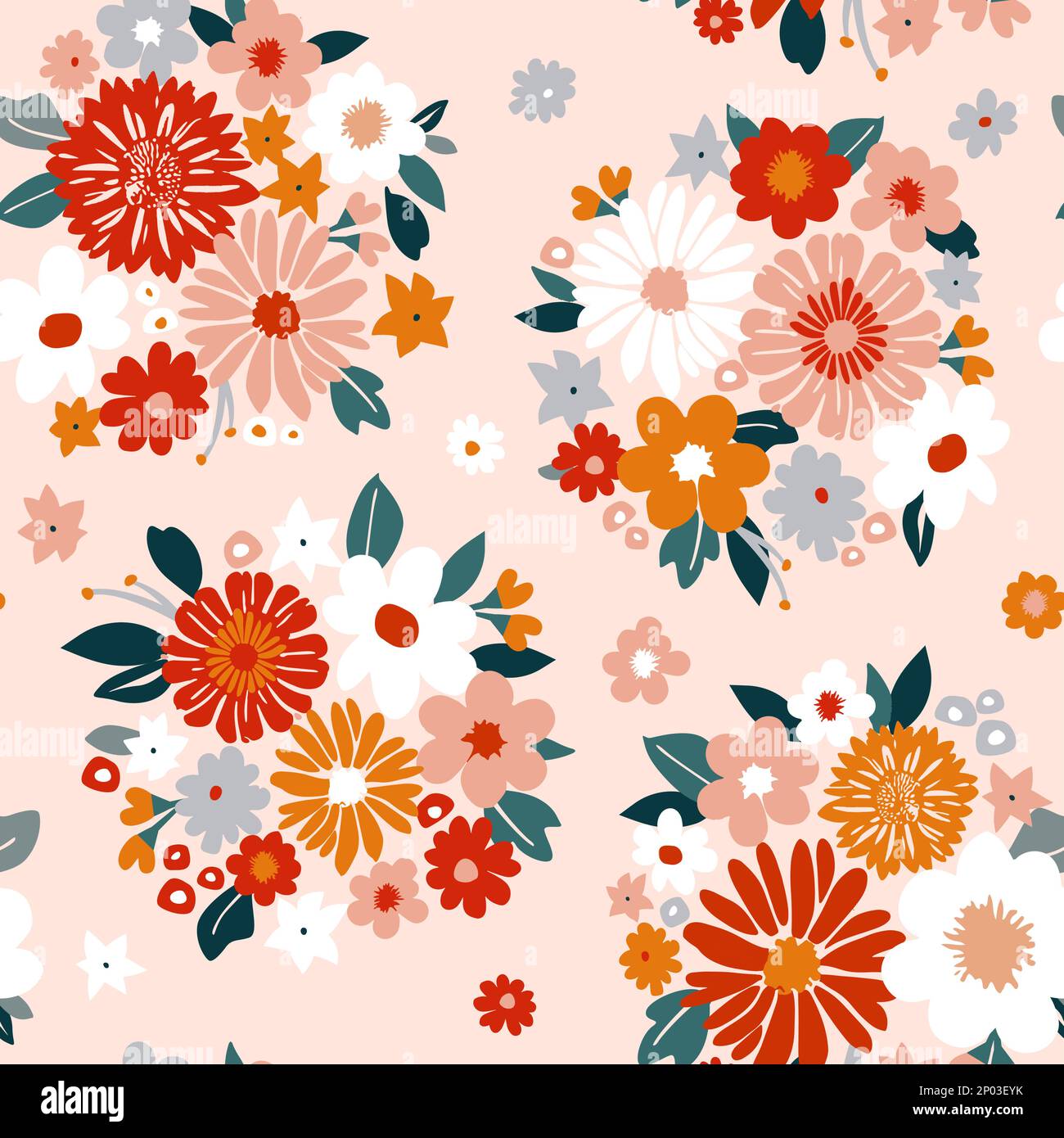 Vector Retro Vintage Japanese Style Abstract Floral Seamless Surface
