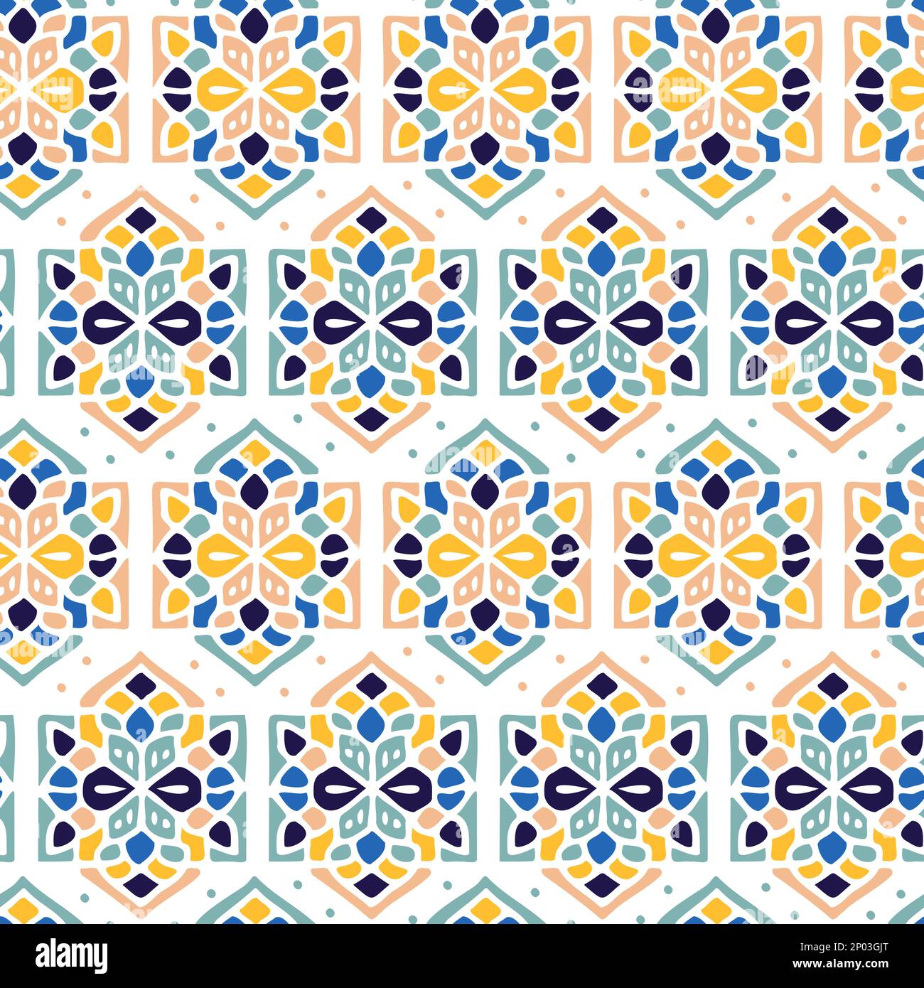 Vector Retro or Traditional Portuguese or Moroccan Style Flooring Tiles Seamless Surface Pattern for Background, Products or Wrapping Paper Prints. Stock Vector