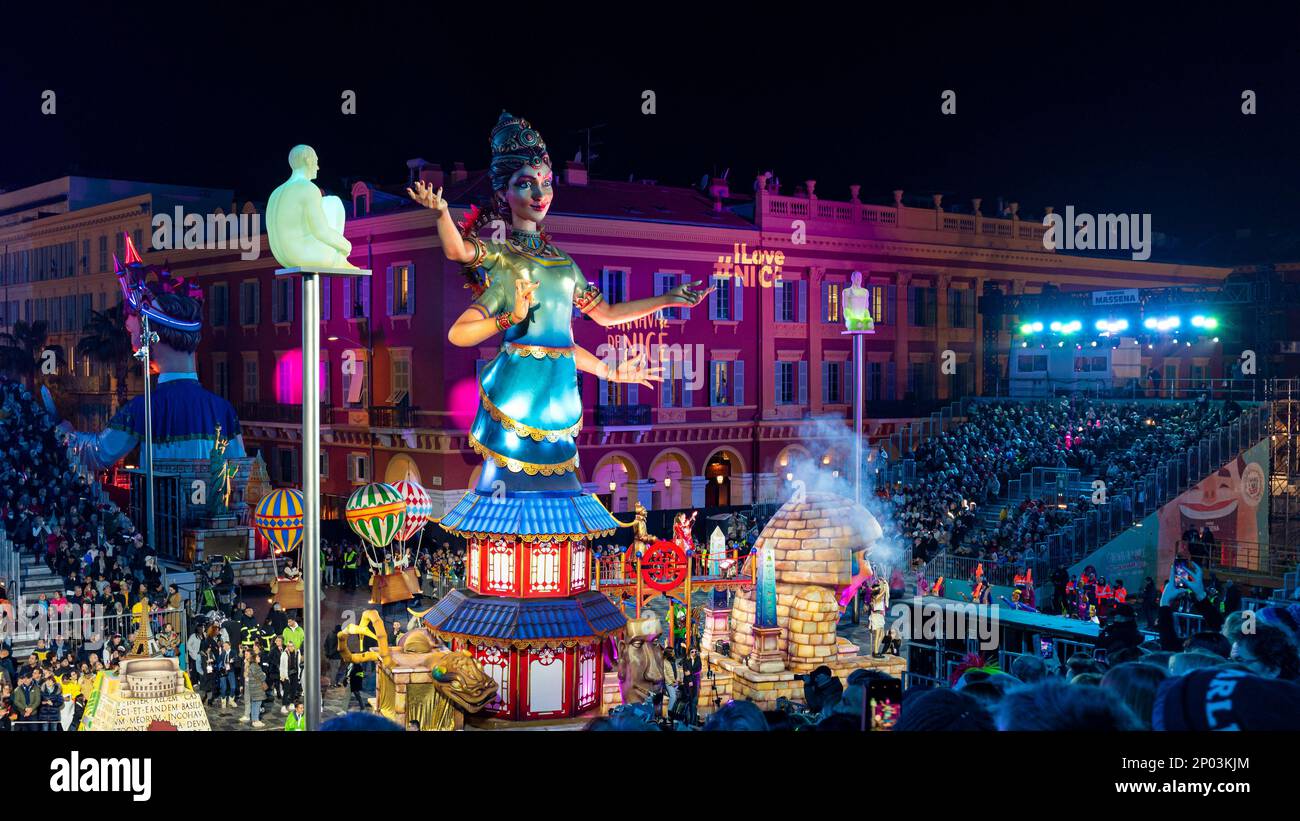 Float by night (the Queen) at the 150th annual Carnival parade of