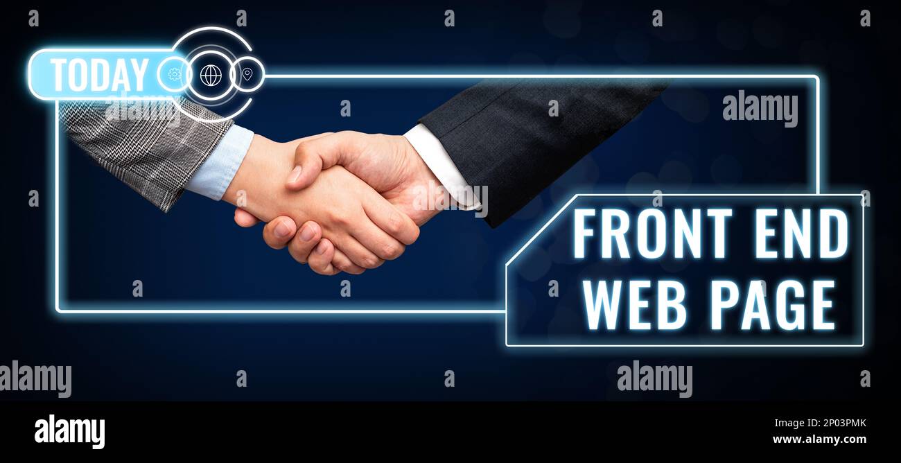 Handwriting text Front End Web Page. Business idea Altering data to graphical interface for user to view Stock Photo