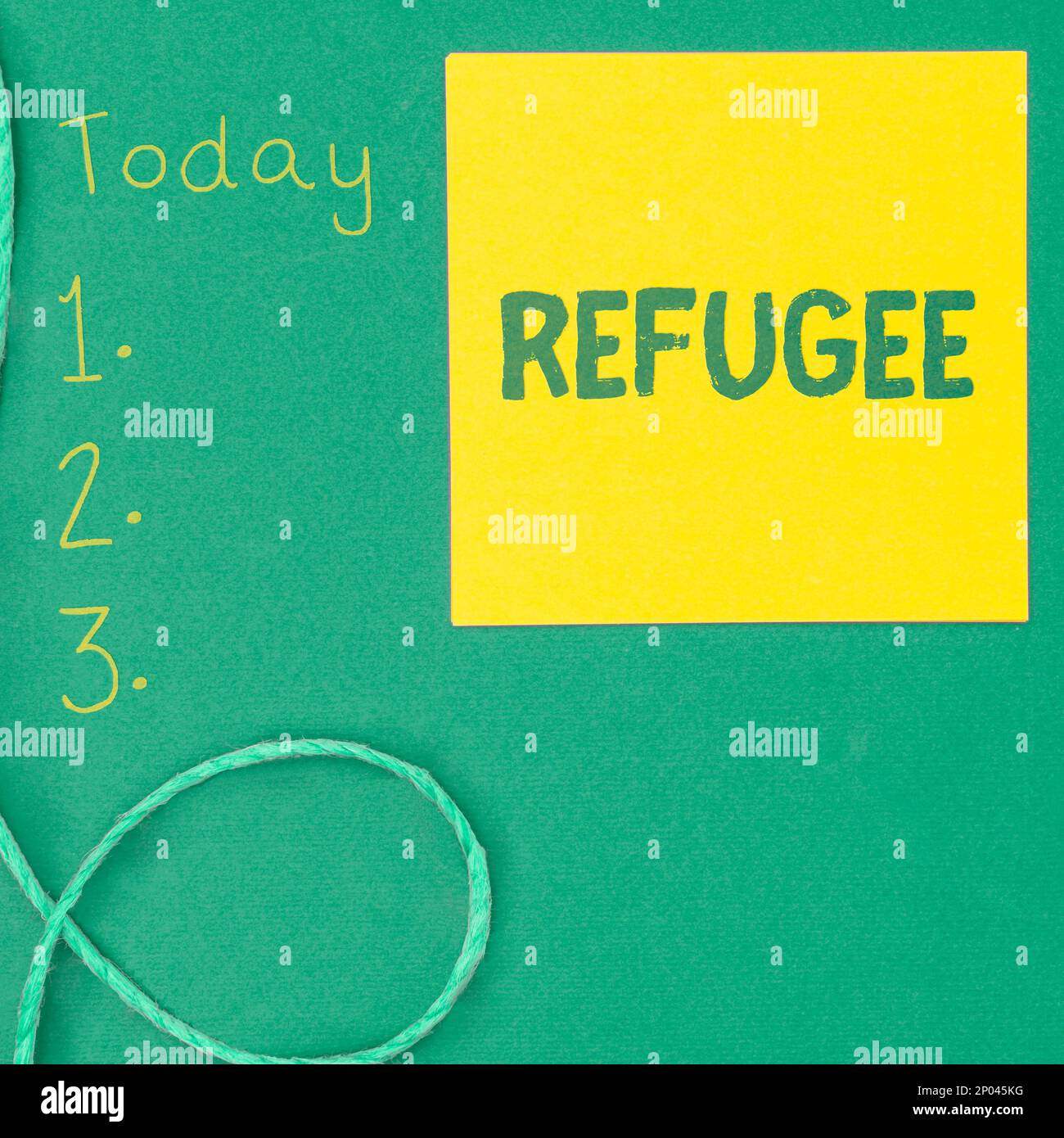 Text caption presenting Refugee. Business idea refer to movements of