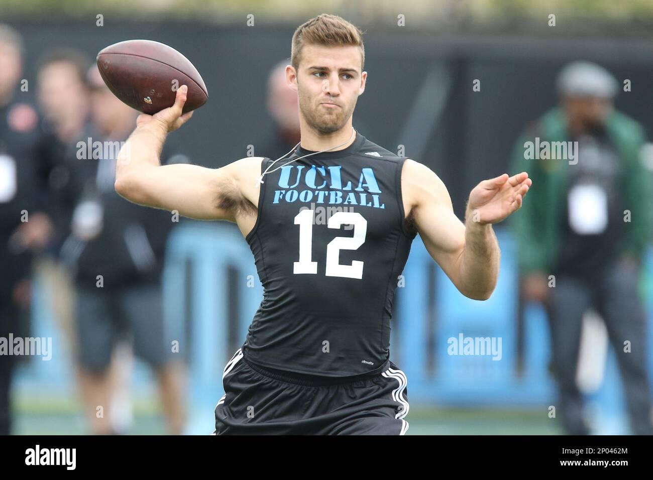LOS ANGELES, CA - MARCH 21: Quarterback Mike Rafael throwing a pass at ...