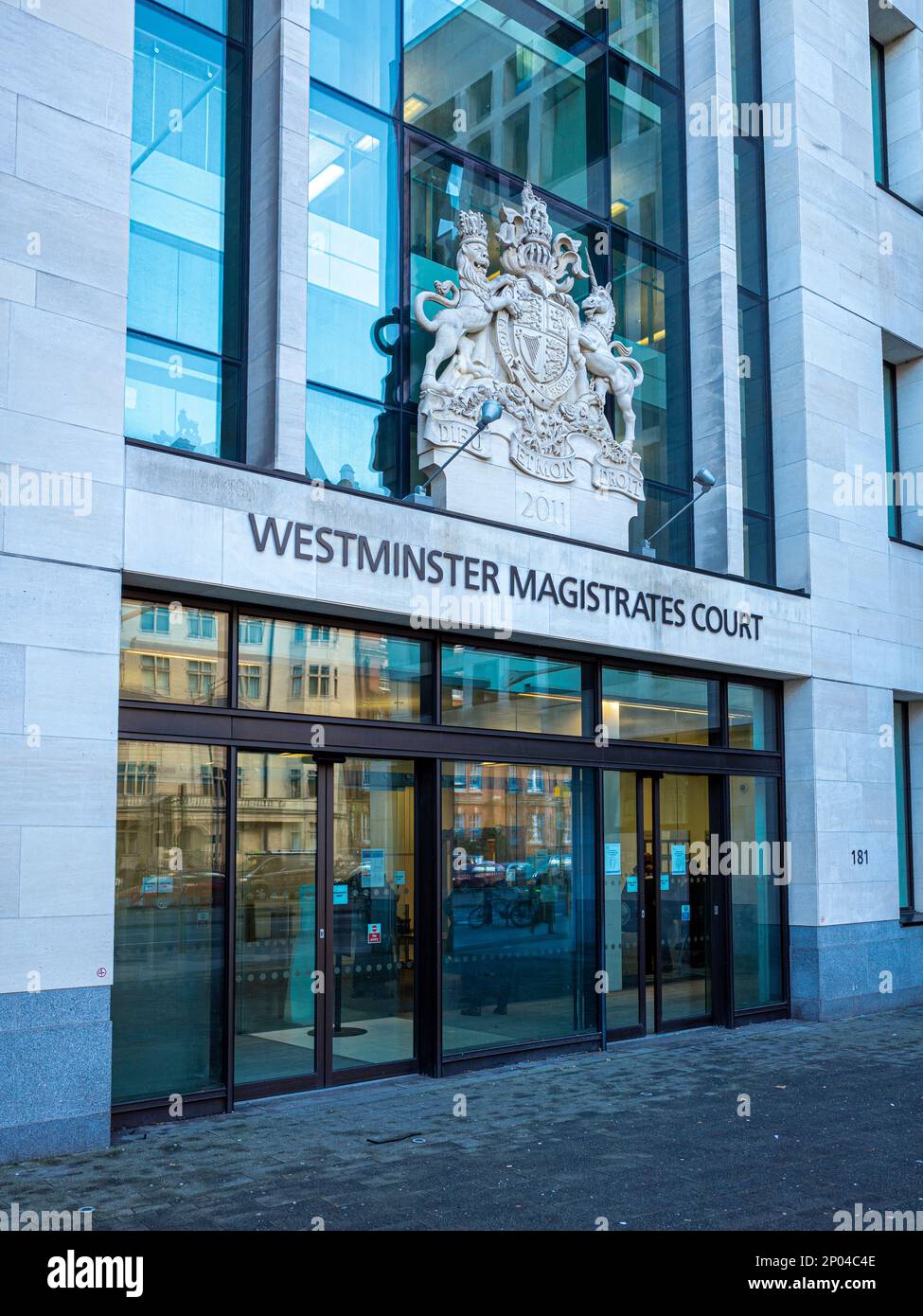 Westminster Magistrates Court London - Westminster Magistrates Court at 181 Marylebone Rd, London, UK. Building opened 2011. Stock Photo