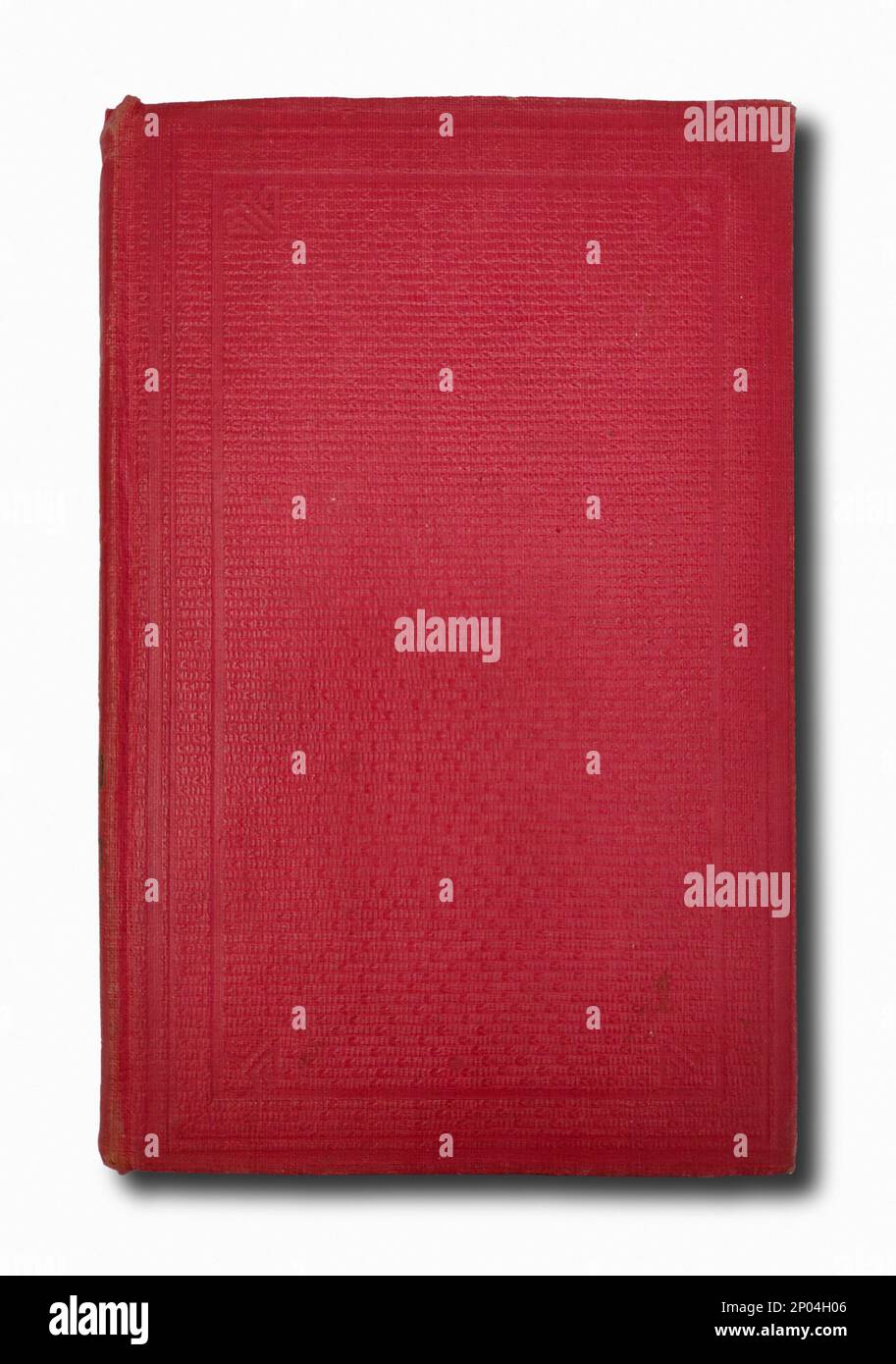 Old red book with shadow isolated on white background. Stock Photo