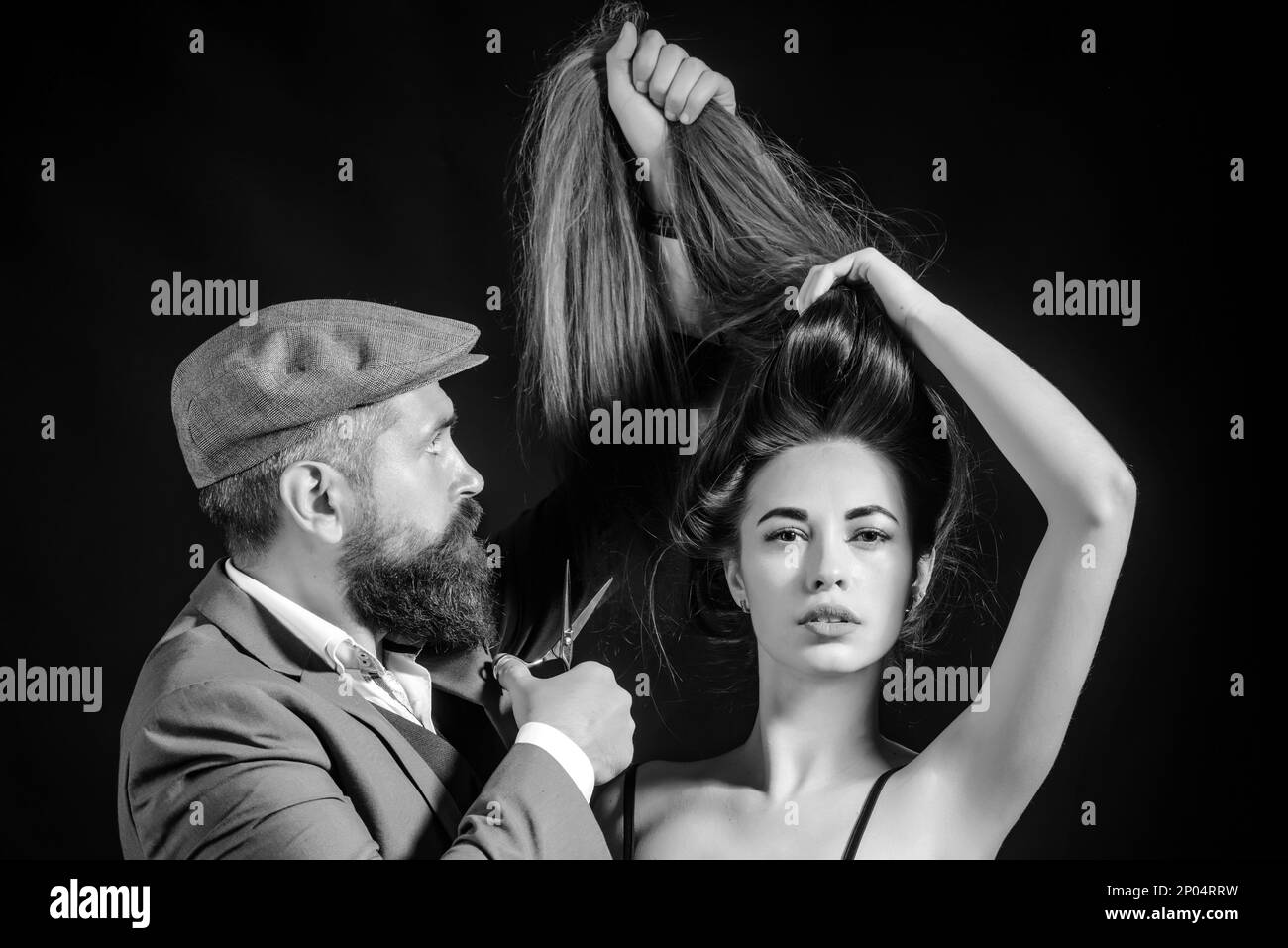 Hair style and hair stylist. Hair care. Trendy and stylish. Long hair