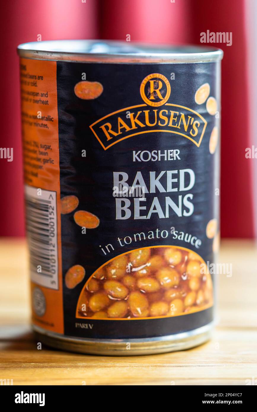 A can of kosher bakes beans in tomato sauce, UK Stock Photo