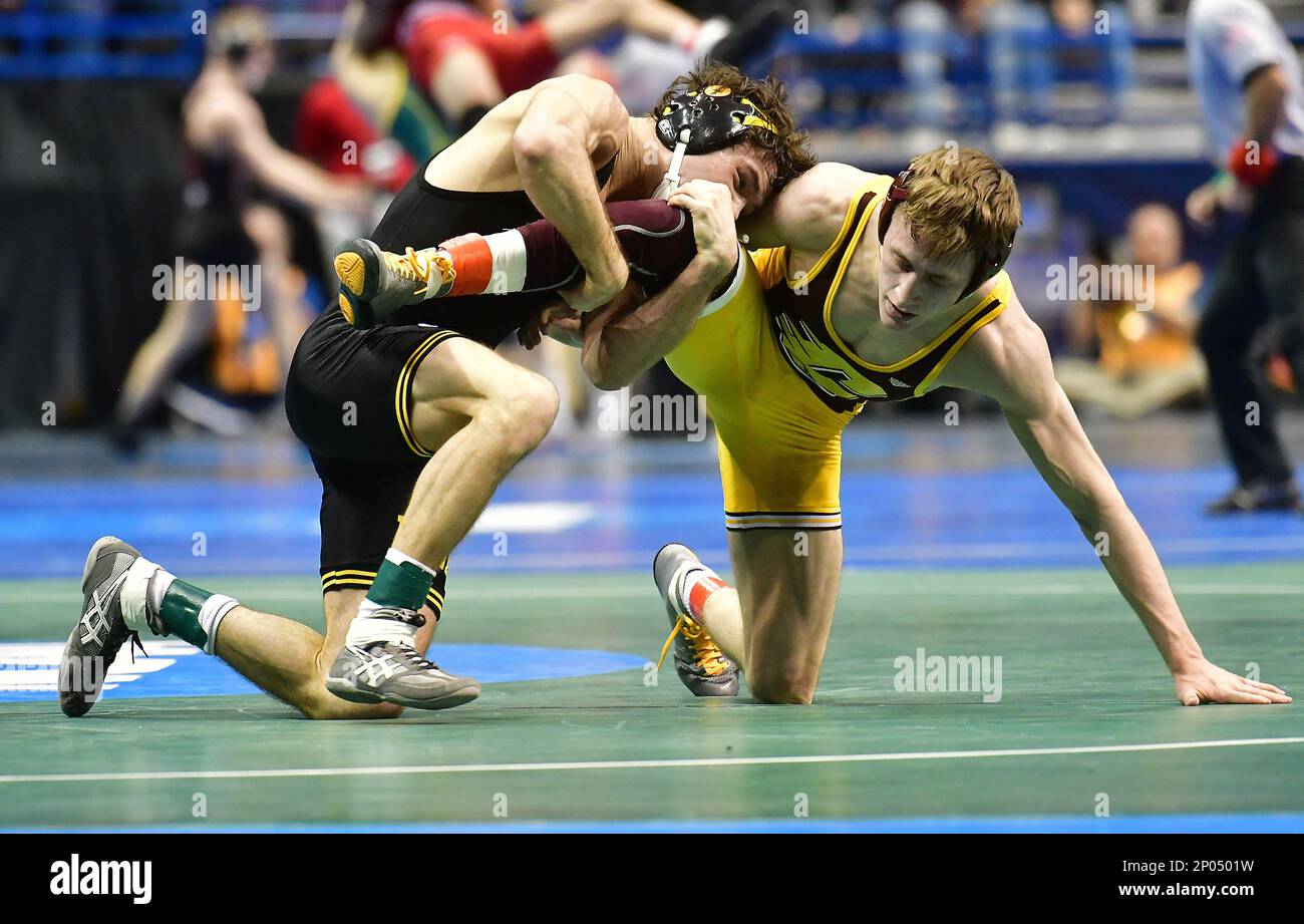 ST. LOUIS, MO. MARCH 16 Iowa's Thomas Gilman tries to get a reversal