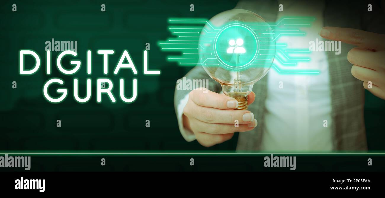 Conceptual caption Digital Guru. Business idea teacher and intellectual