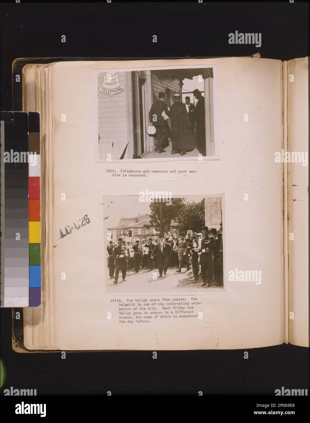 Telephones are numerous and good service is rendered The caliph comes from prayer. The Selamlik is one of the interesting ceremonies of the city. Each Friday the caliph goes to prayer in a different mosque, the name of which is announced the day before.. Frank and Frances Carpenter Collection , Abdülmecid Efendi,,1868-1944,Public appearances, Spiritual leaders,Turkey,Istanbul,1920-1930, Telephone booths,Turkey,Istanbul,1920-1930, Rites & ceremonies,Turkey,Istanbul,1920-1930, Parades & processions,Turkey,Istanbul,1920-1930. Stock Photo