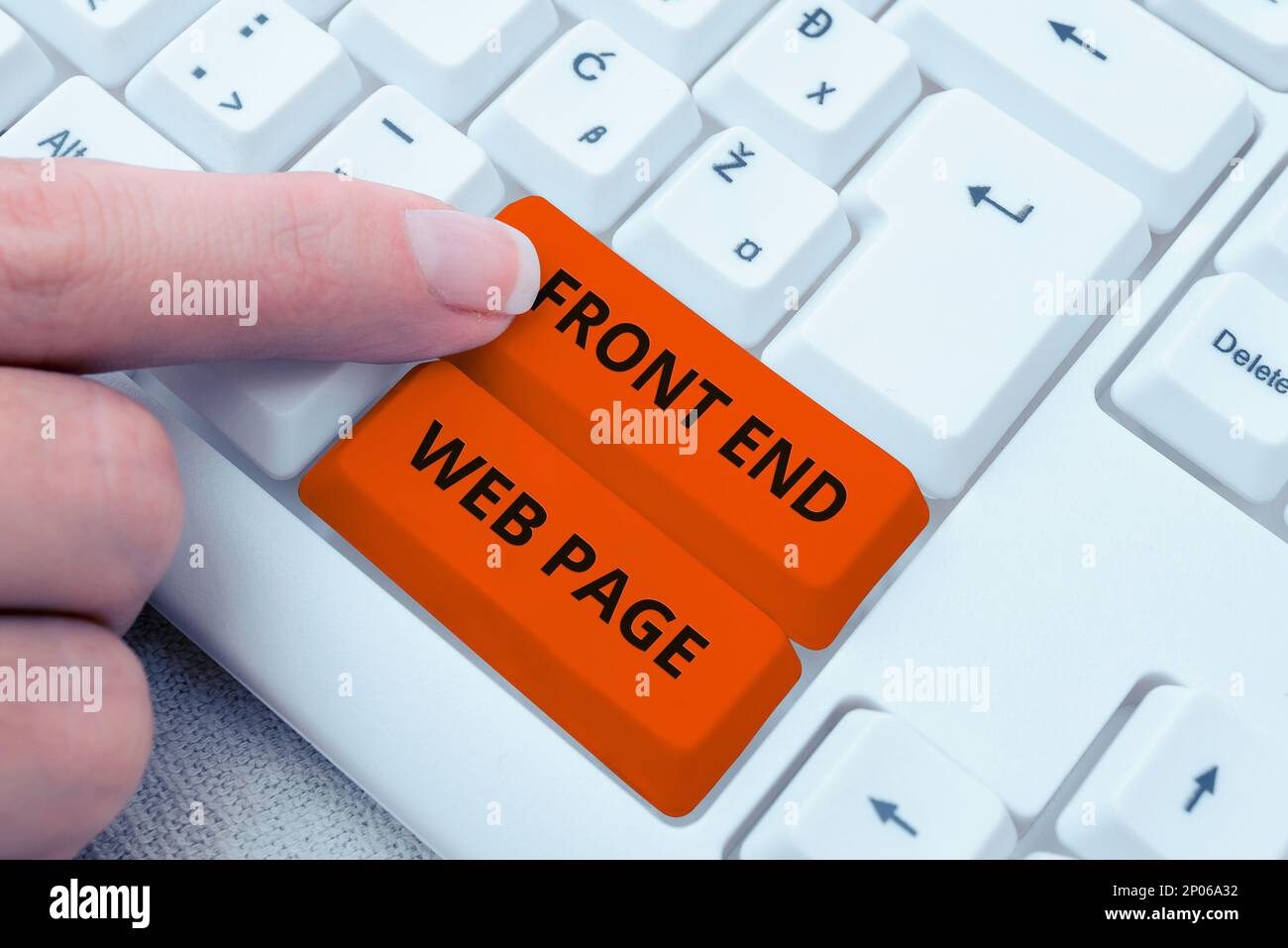 Writing displaying text Front End Web Page. Word Written on Altering data to graphical interface for user to view Stock Photo