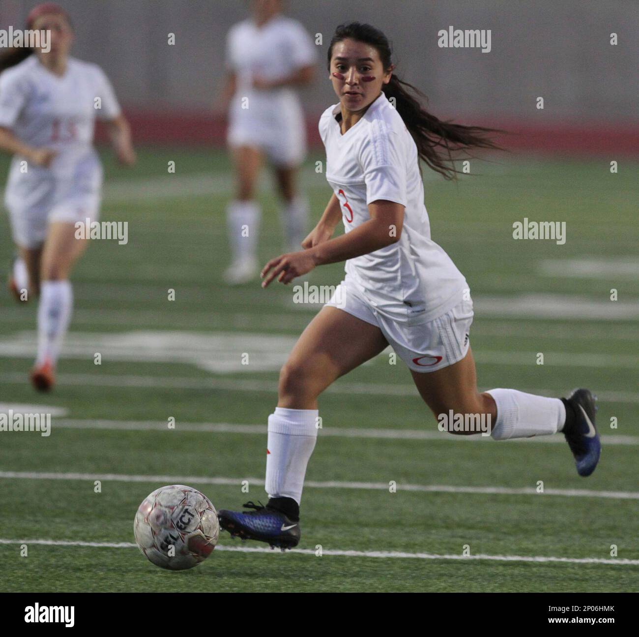 Odessa's Ashley Venegas (3) dribbles the ball down field against Odessa