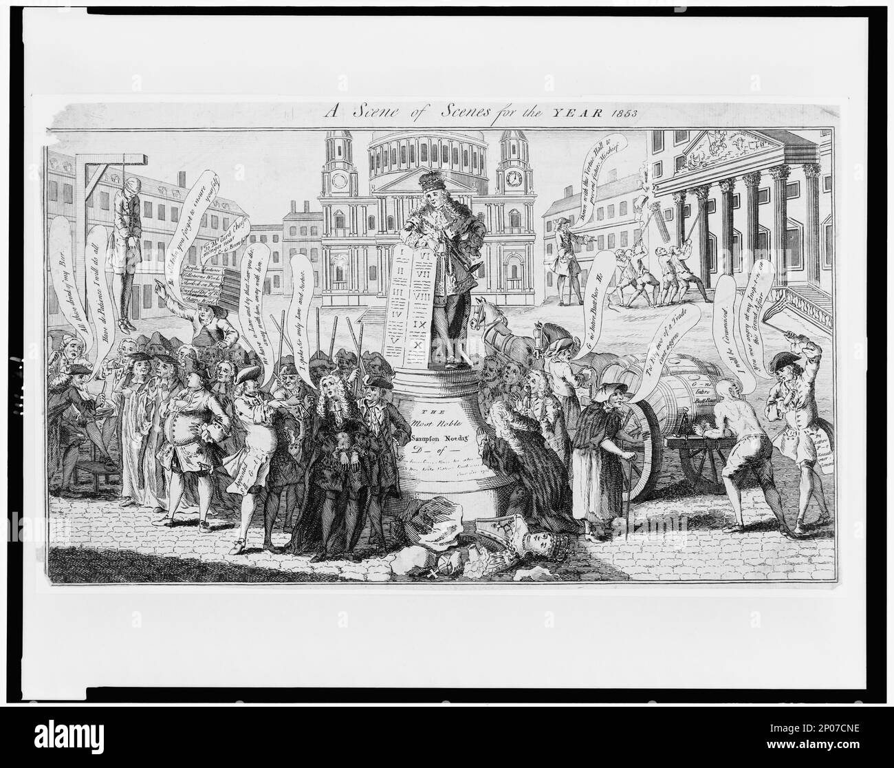 A scene of scenes for the year 1853. British Cartoon Prints Collection . St. Paul's Cathedral (London, England) , Crowds,England,London,1750-1760. Stock Photo