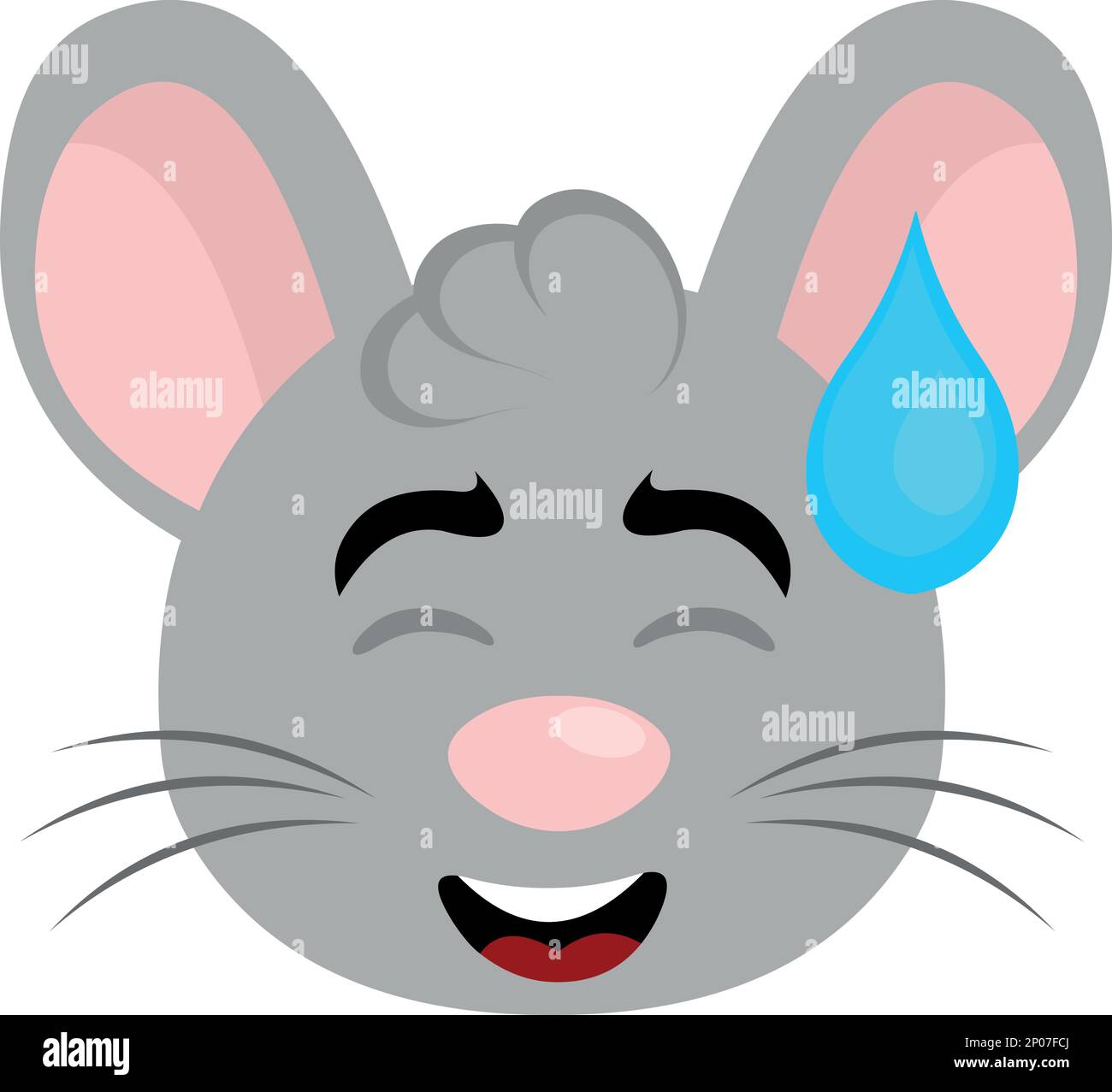 vector illustration face of a cartoon mouse with an expression of embarrassment and a drop sweat on his head Stock Vector