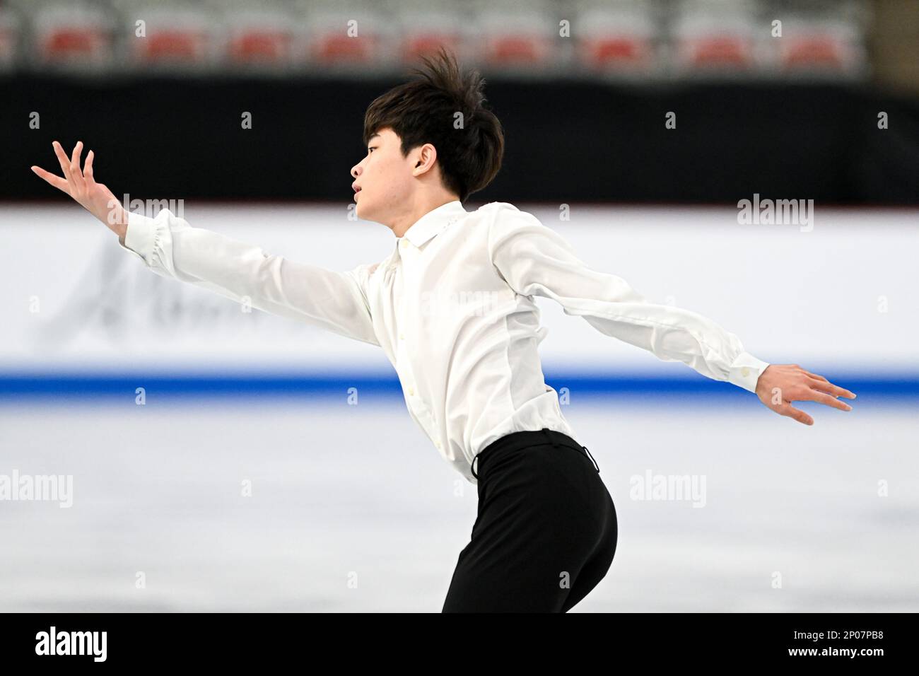 Hyungyeom KIM (KOR), during Junior Men Short Program, at the ISU World