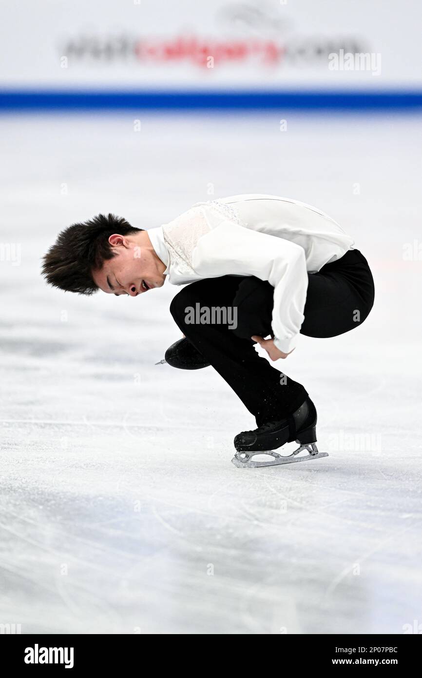 Hyungyeom KIM (KOR), during Junior Men Short Program, at the ISU World