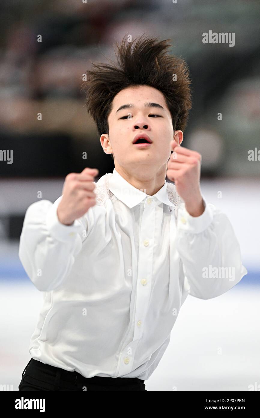 Hyungyeom KIM (KOR), during Junior Men Short Program, at the ISU World