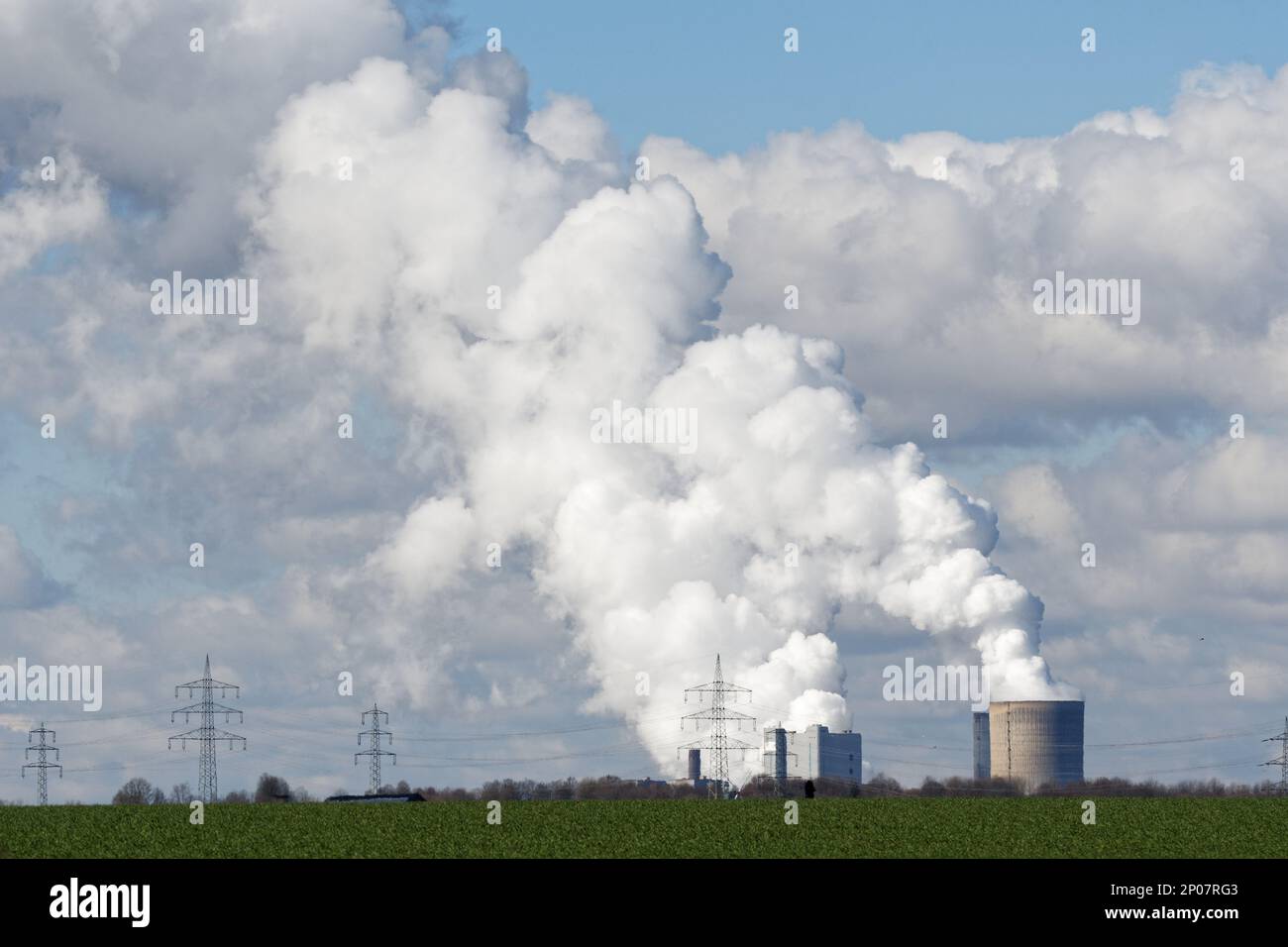 intense emissions from lignite-fired power plants near cologne, germany Stock Photo