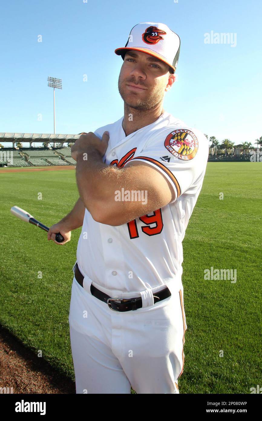 SARASOTA, FL - FEBRUARY 18: Chris Davis (19) poses during the Baltmore  Orioles Photo Day on February 18, 2020 at Ed Smith Stadium in Sarasota,  Florida. (Photo by Cliff Welch/Icon Sportswire) (Icon