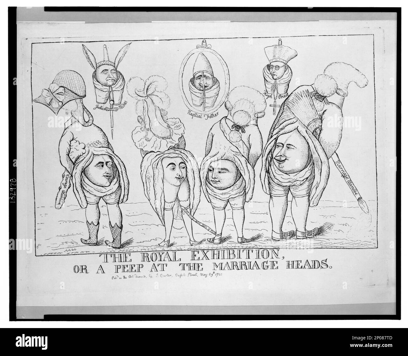 The royal exhibition, or a peep at the marriage heads. British Cartoon Prints Collection . George,IV,King of Great Britain,1762-1830,Marriage. , Fitzherbert, Maria Anne,1756-1837,Marriage. , Burke, Edmund,1729-1797. , Royal weddings,England,1780-1790. , Buttocks,1780-1790. , Faces,1780-1790. Stock Photo