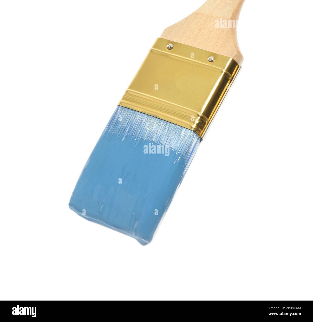 Brush with blue paint on white background Stock Photo - Alamy