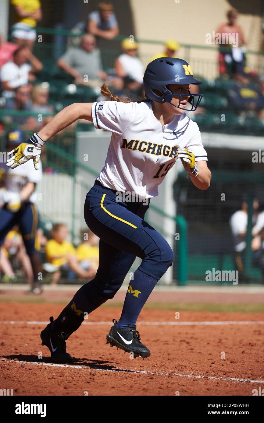 Michigan Wolverines Courtney Richardson (19) runs to first base during