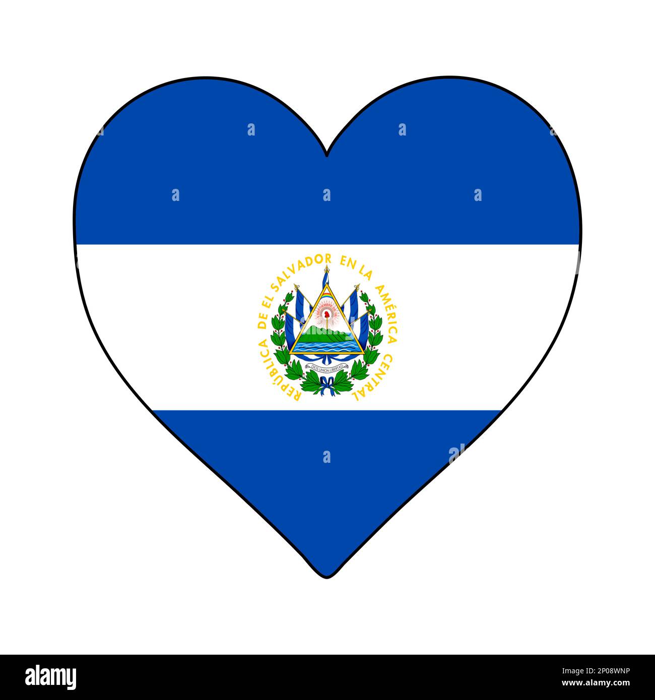 El Salvador Heart Shape Flag. Love El Salvador. Visit El Salvador 