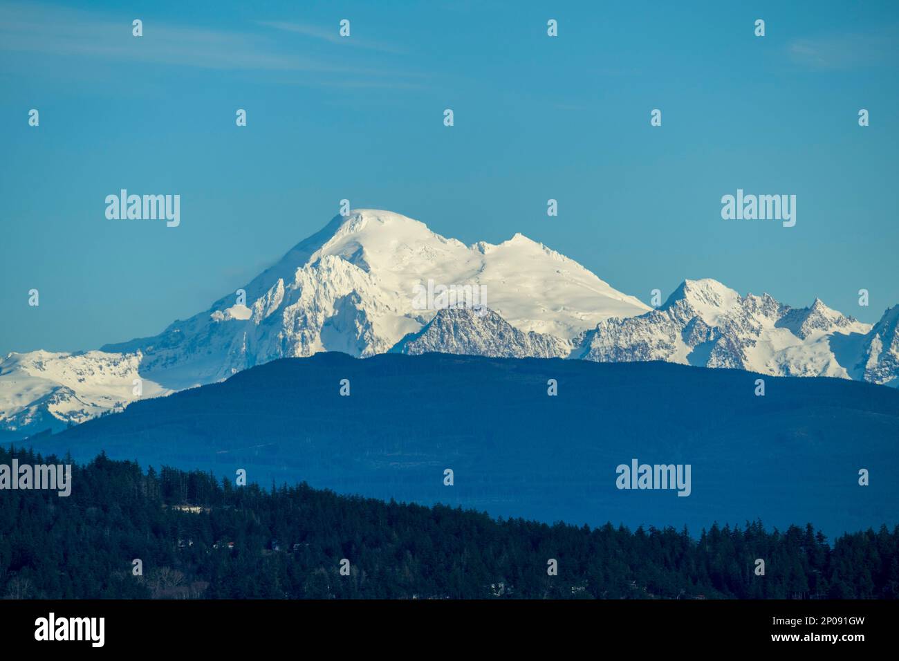 View of Mount Baker from the Washington State Ferry terminal in