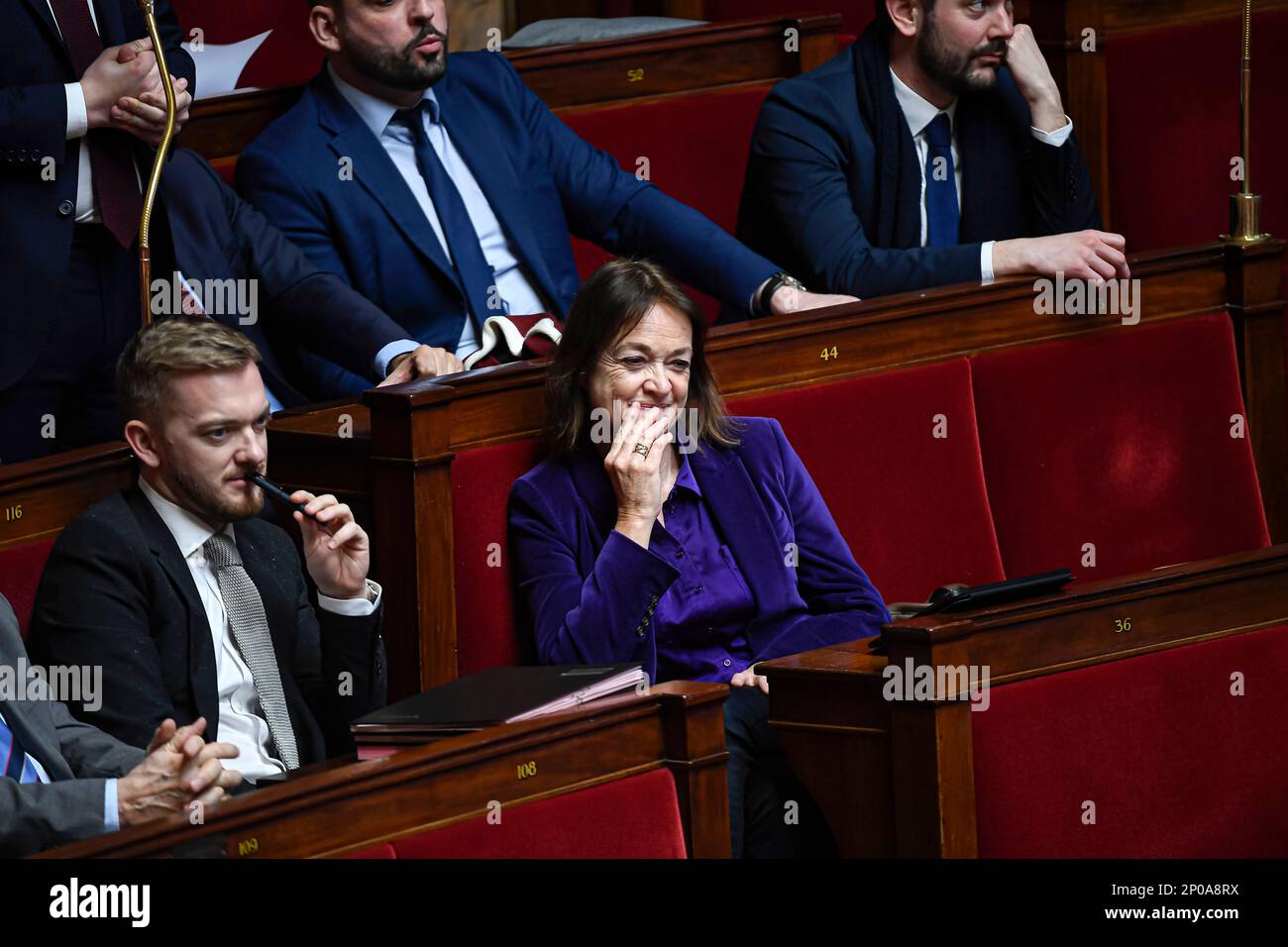 Caroline Parmentier (RN, Rassemblement National) during a session of questions to the government