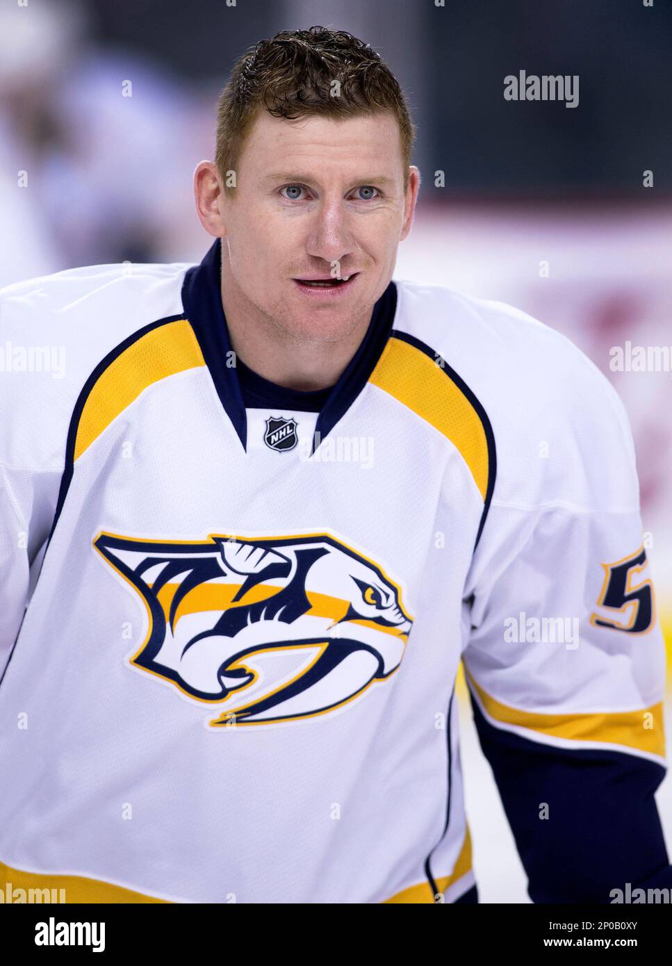 NHL profile photo on Nashville Predators' Cody McLeod at a game against