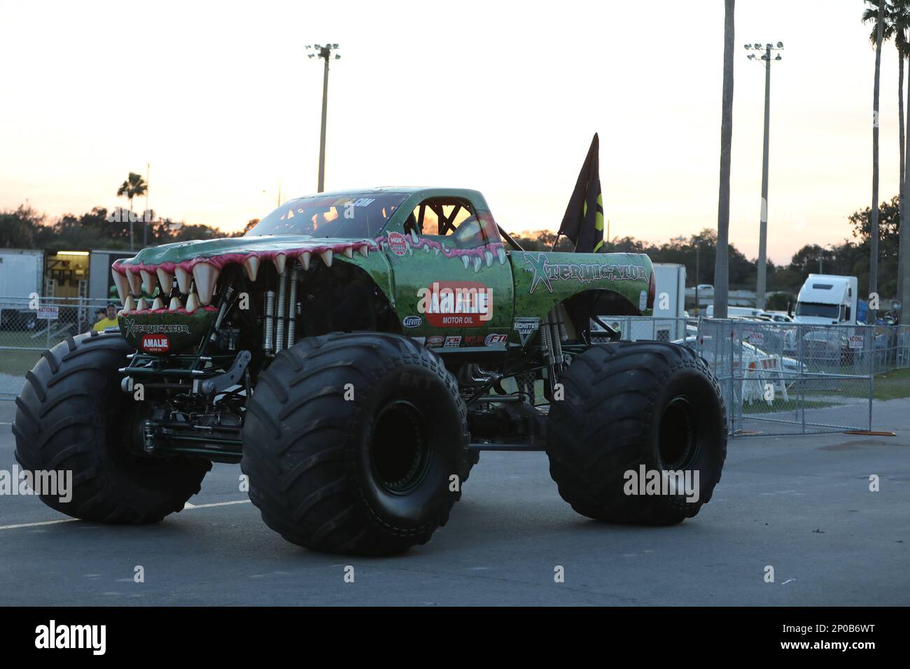 January 21, 2017: The Monster truck Xtermigator driven by JR McNeal, during  the Monster Jam at Camping World Stadium, in Orlando, Florida. Robert John  Herbert/CSM. (Cal Sport Media via AP Images Stock