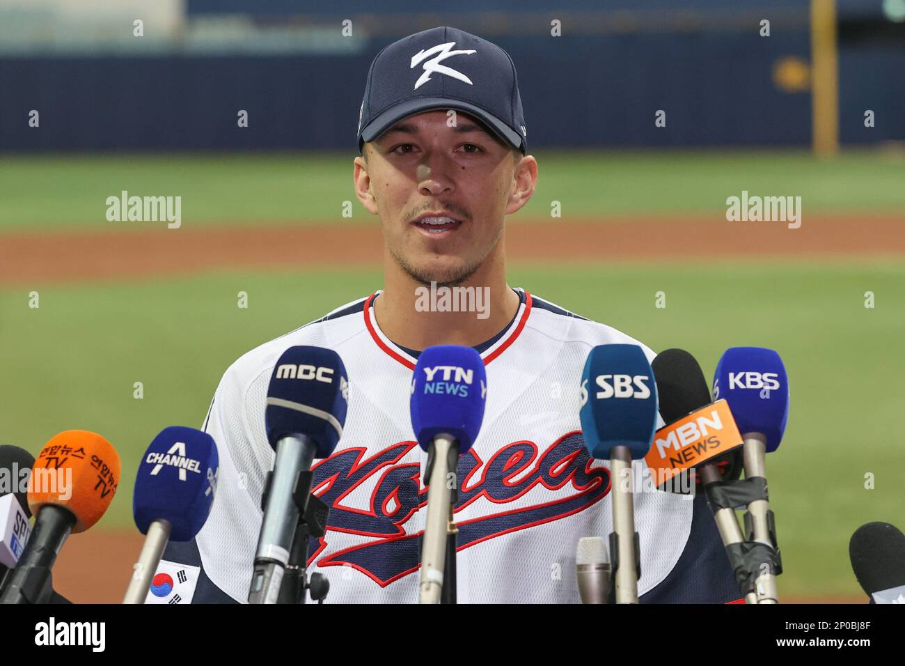 03rd Mar, 2023. Tommy Edman of S. Korean WBC team Tommy Edman of the St.  Louis Cardinals speaks to reporters after practice for the World Baseball  Classic at Gocheok Sky Dome in