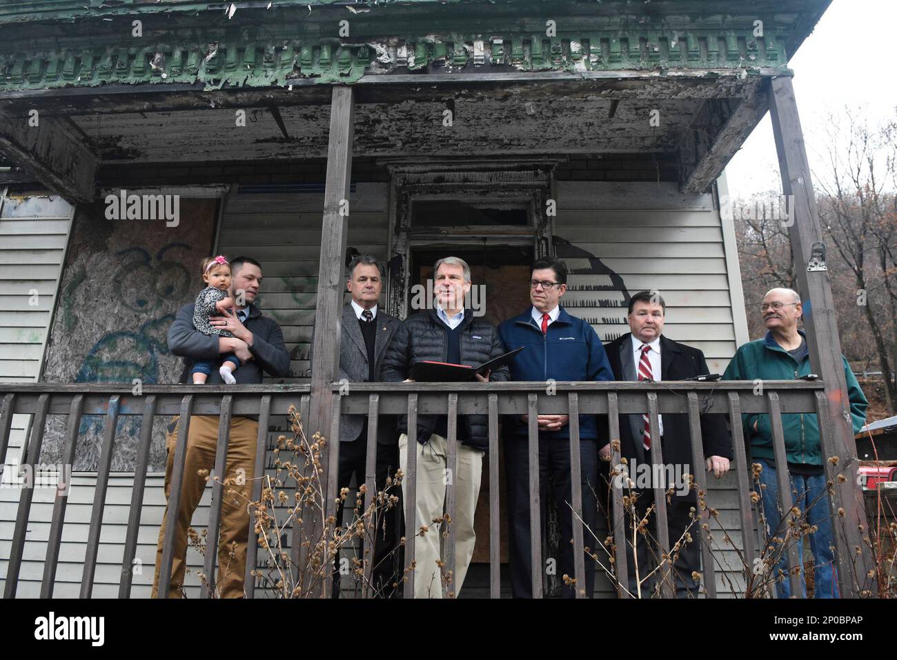 State Sen. David Argall, R29, center, announces funding for a