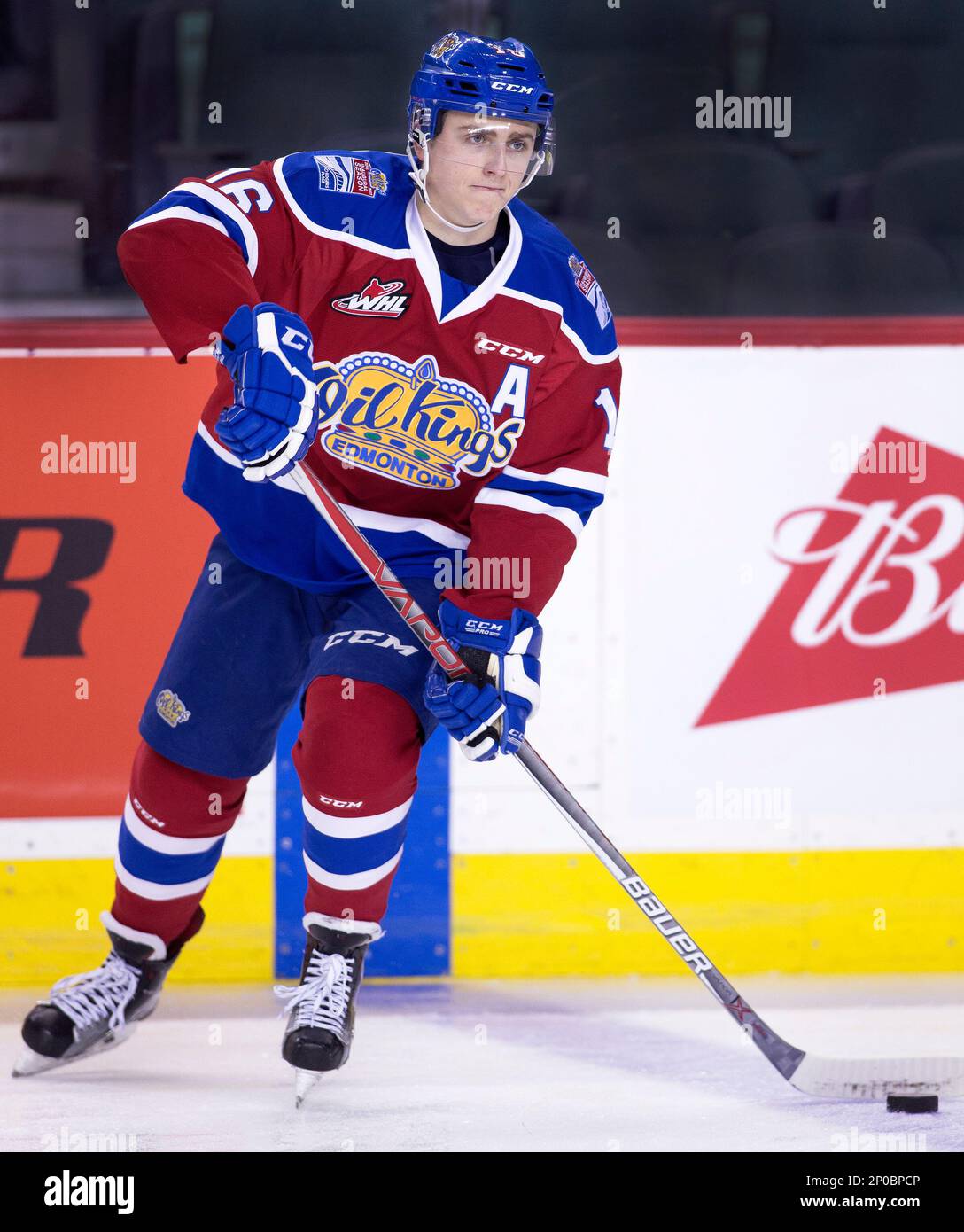Profile photo on Edmonton Oil Kings player Jakub Demek, from Slovakia, during WHL (Western Hockey League) hockey action against the Calgary Hitmen in Calgary, Alta., on March 5, 2022