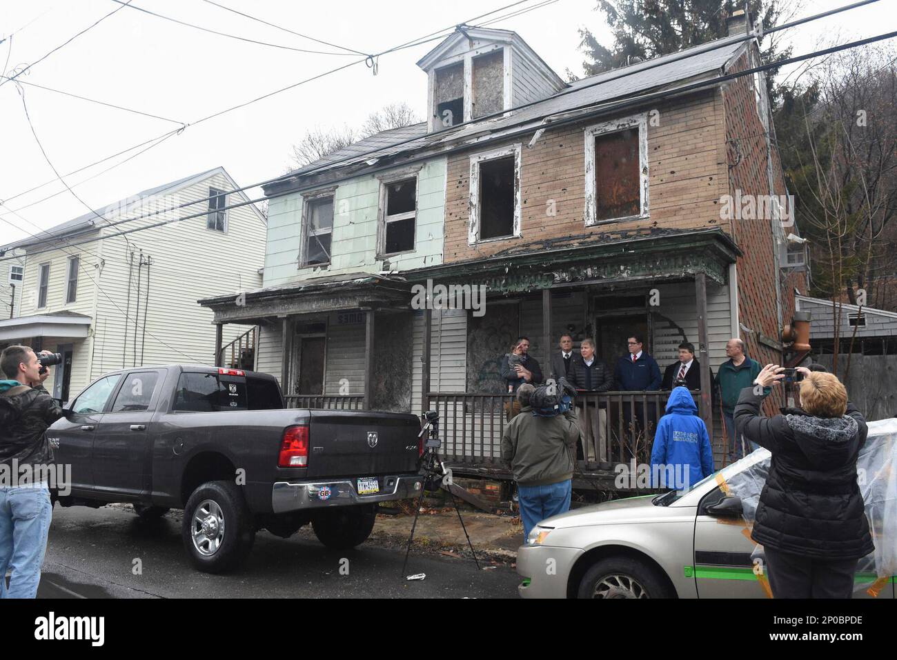 State Sen. David Argall, R29, announces funding for a demolition