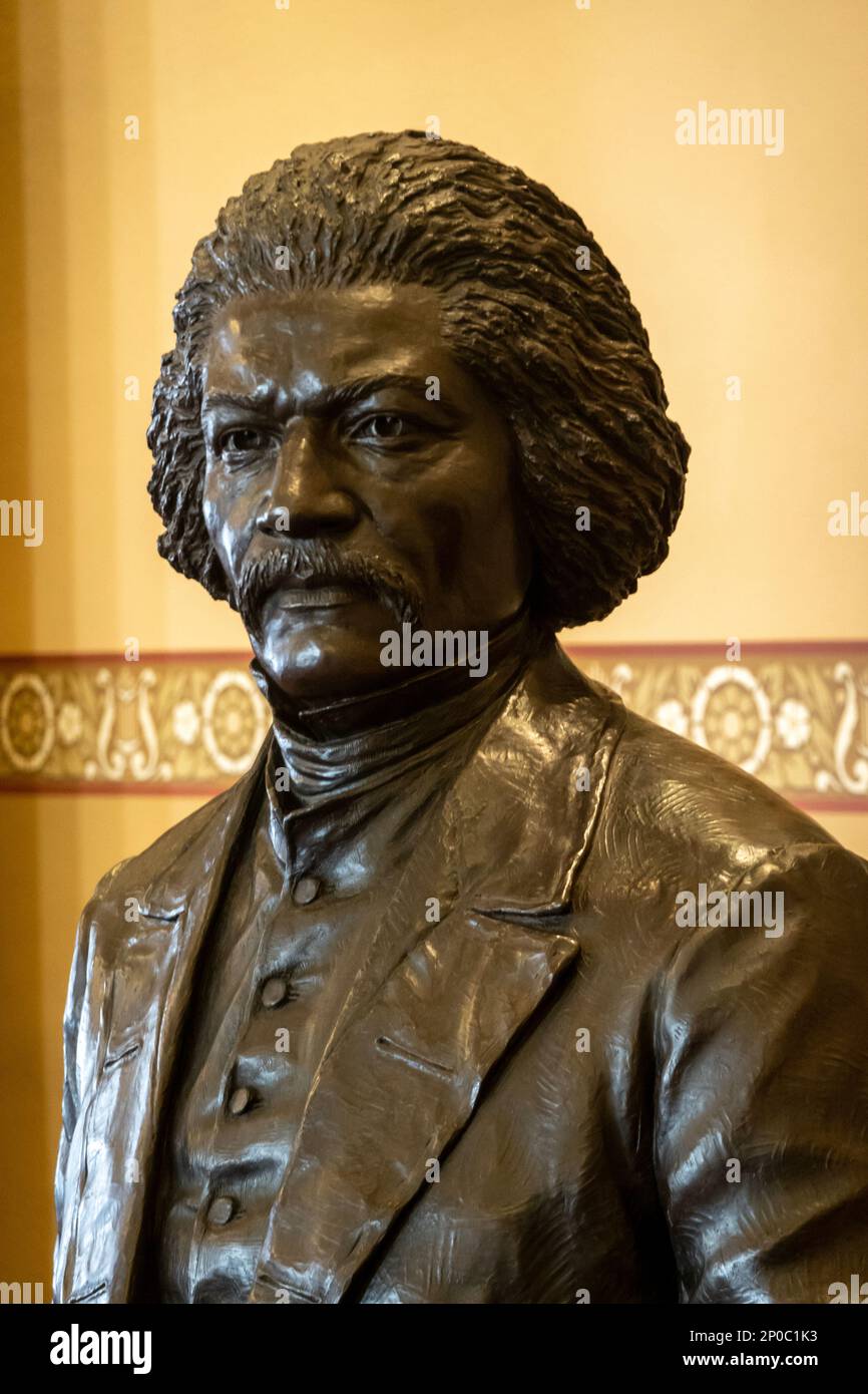 Frederick Douglass statue at the Maryland state house capital building in Annapolis MD Stock Photo