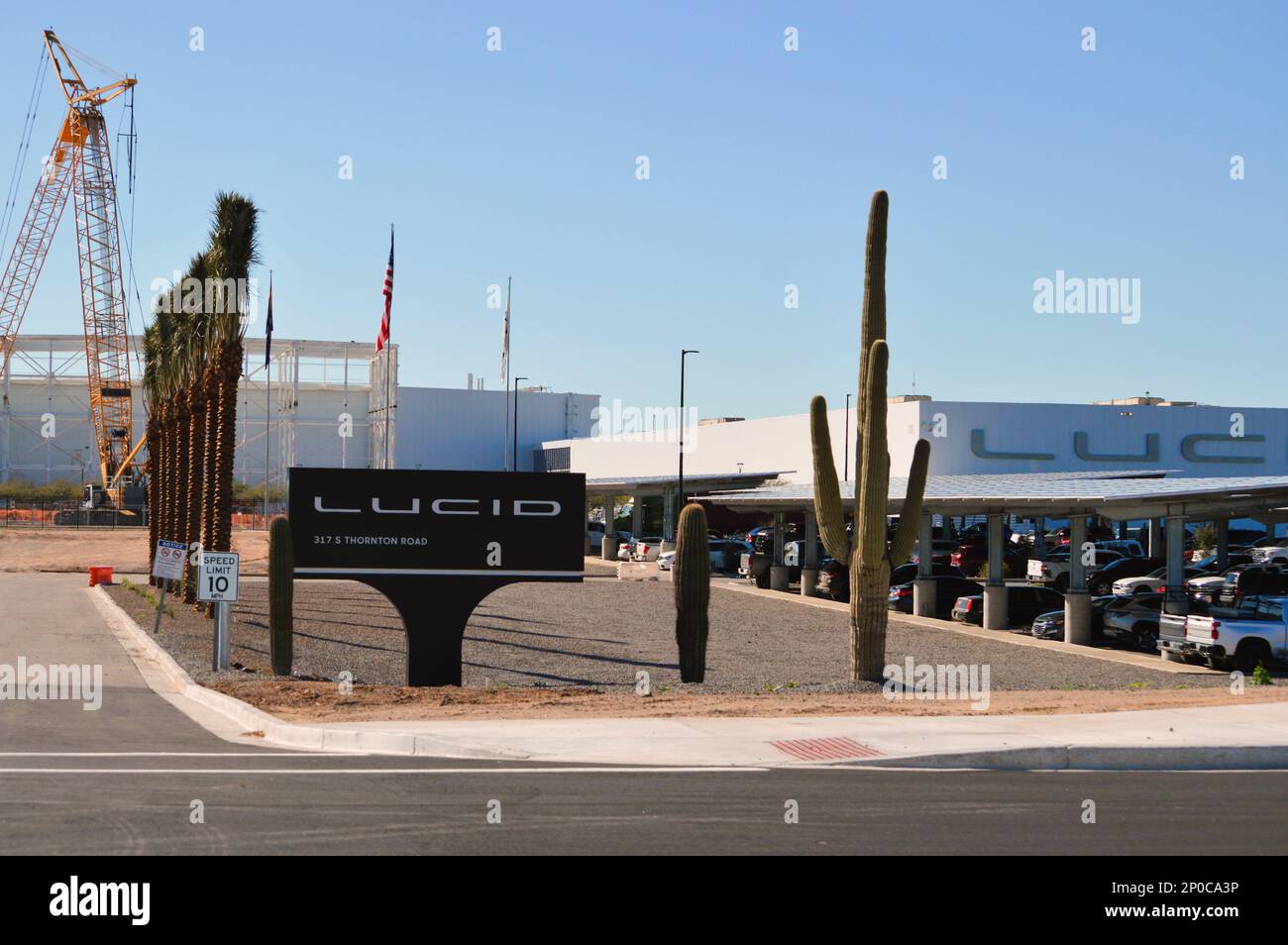 March 01 2023 - Casa Grande, Arizona: Electric cars outside the Lucid  Motors EV manufacturing plant Stock Photo - Alamy