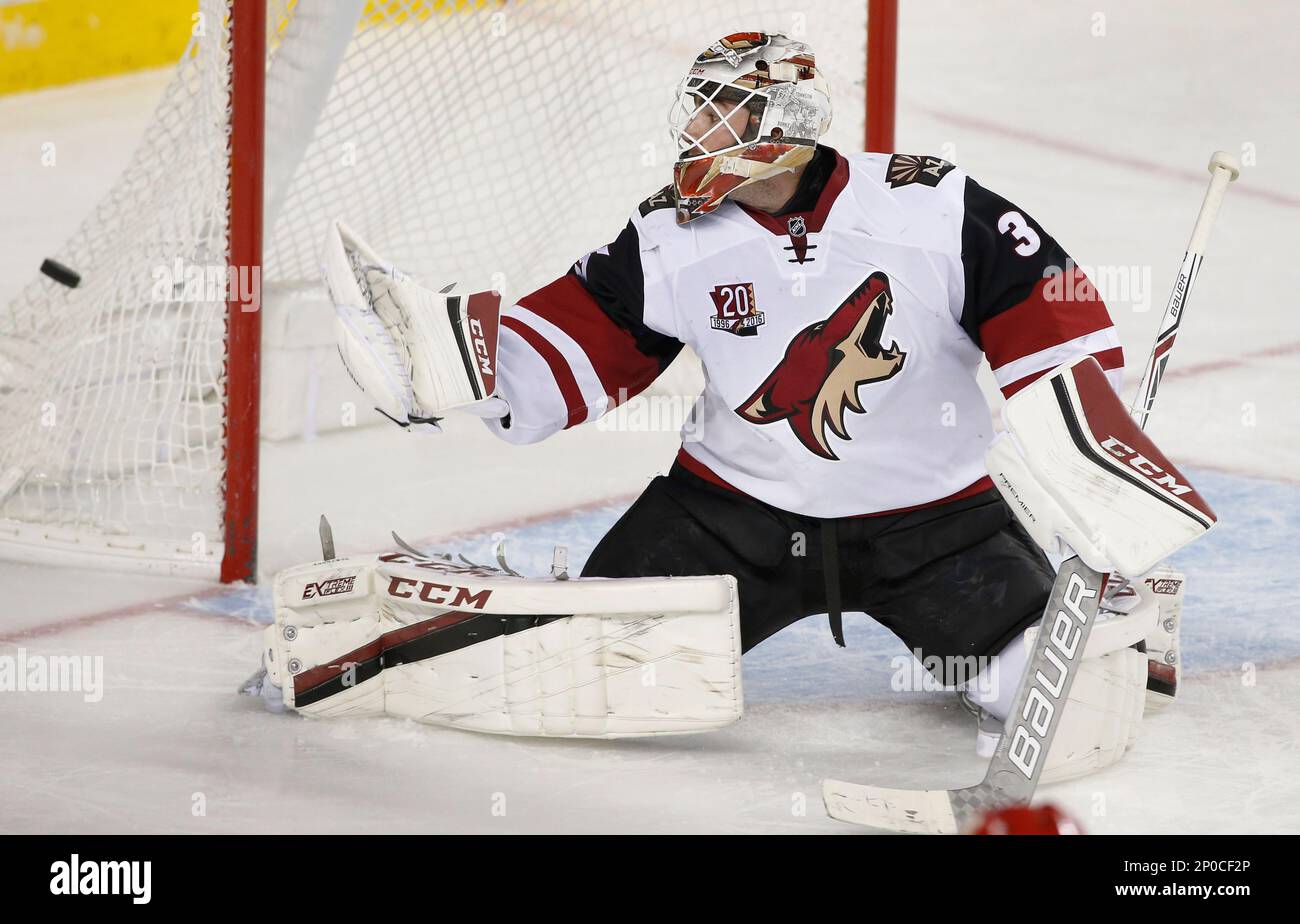 NHL player profile photo on Arizona Coyotes' Oliver Ekman-Larsson, from  Sweden, at a game against the Calgary Flames in Calgary, Alberta on Jan. 7,  2016. (Larry MacDougal via AP Stock Photo - Alamy