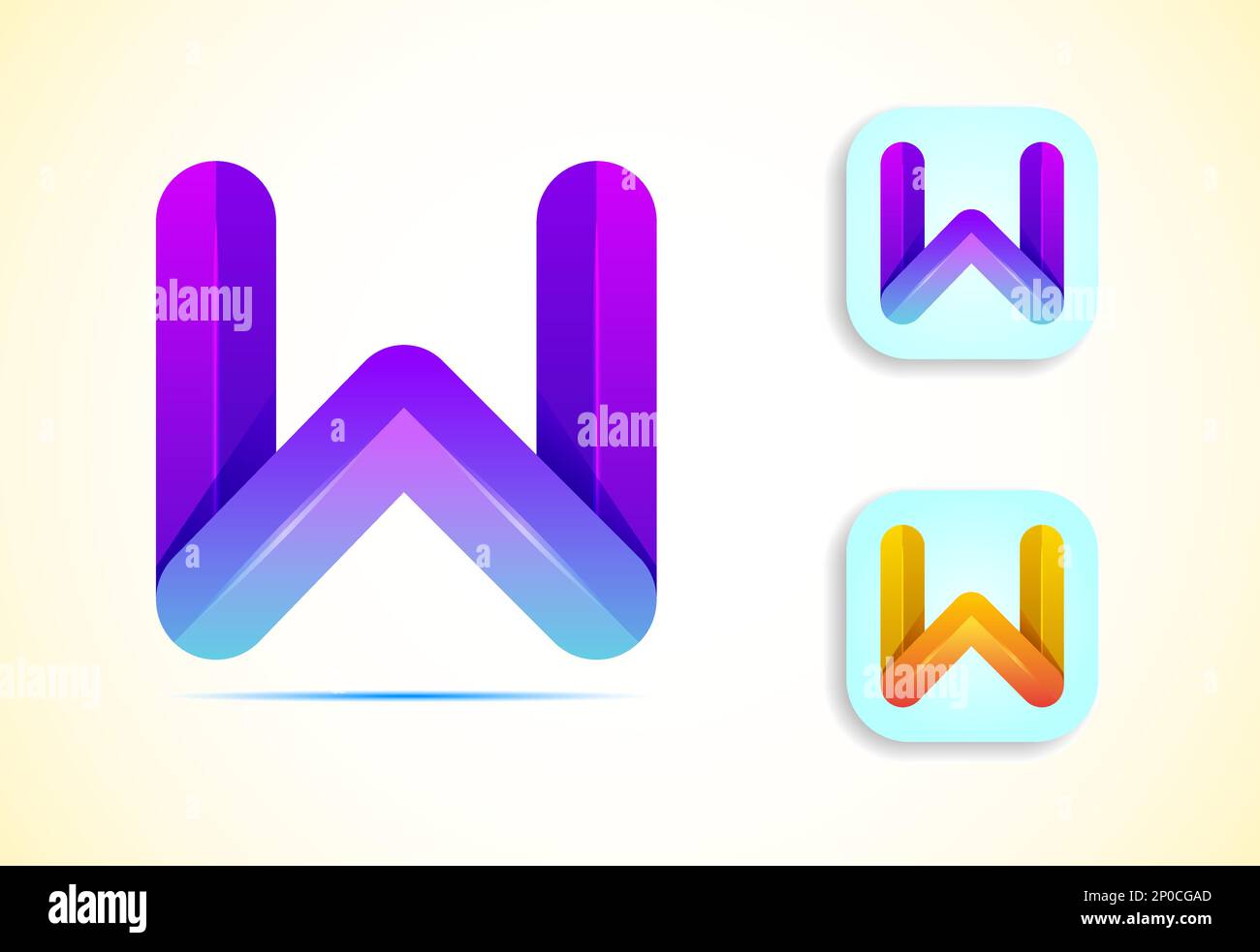 Abstract origami letter W logo design template. Flat style application ...