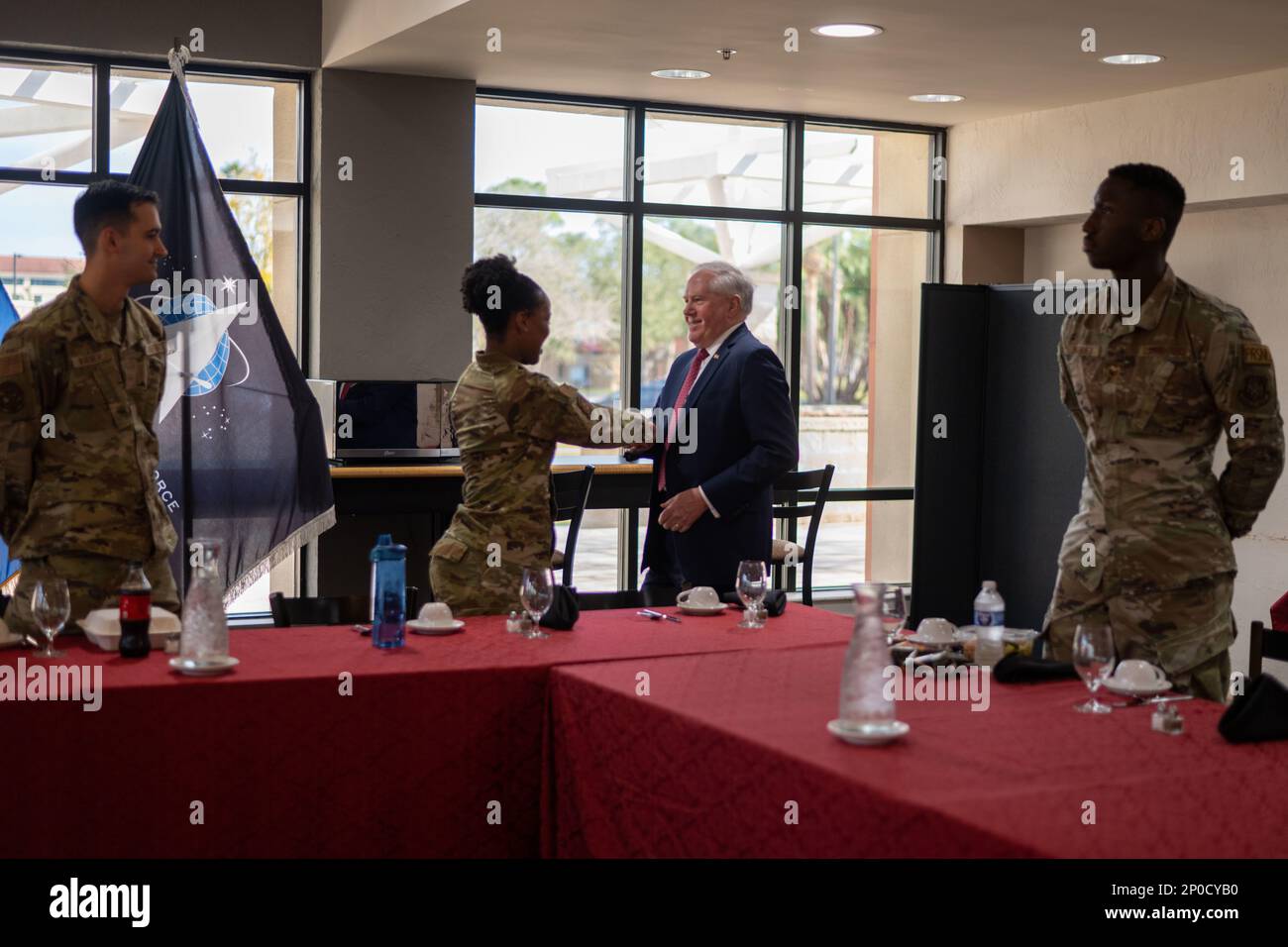 Secretary of the Air Force Frank Kendall greets Airmen assigned to U.S ...