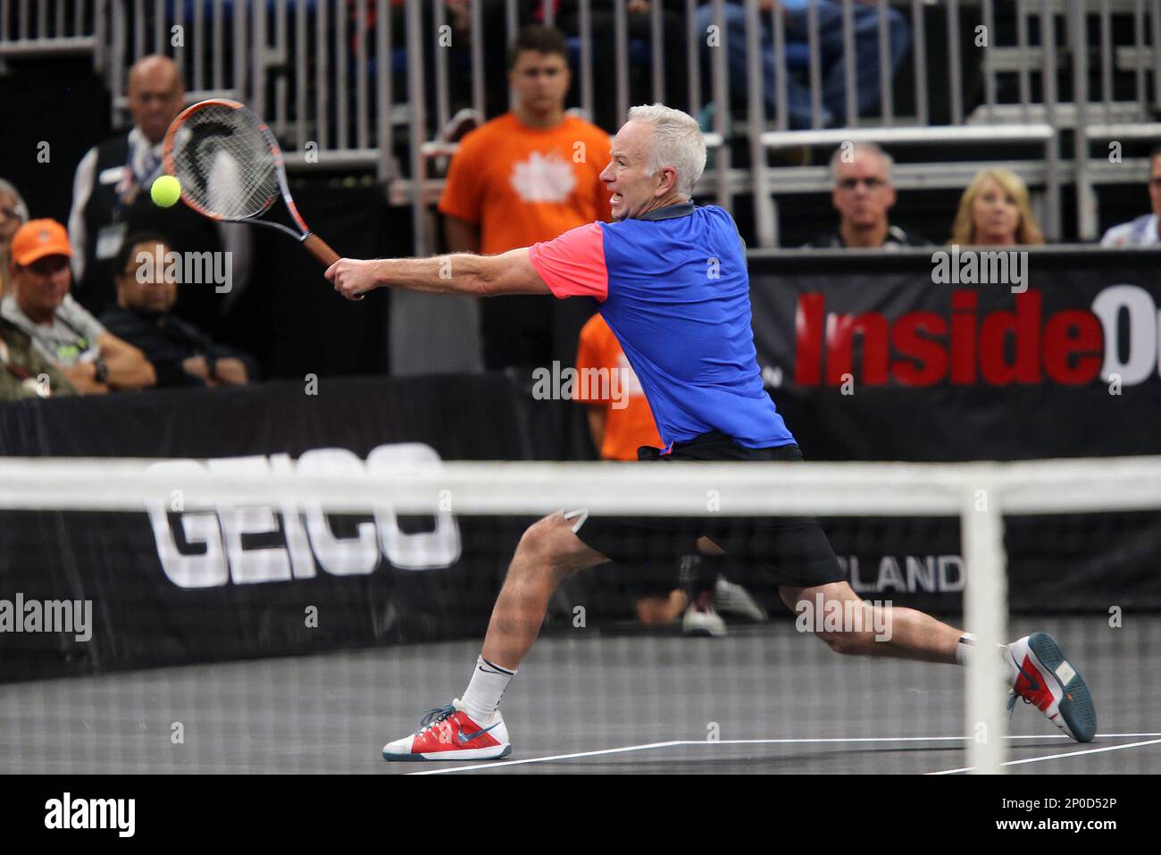 Tennis champion John McEnroe is seen as he plays during the PowerShares  Tennis Series event at the Amway Center on January 5, 2017 in Orlando,  Florida. (Alex Menendez via AP Stock Photo - Alamy