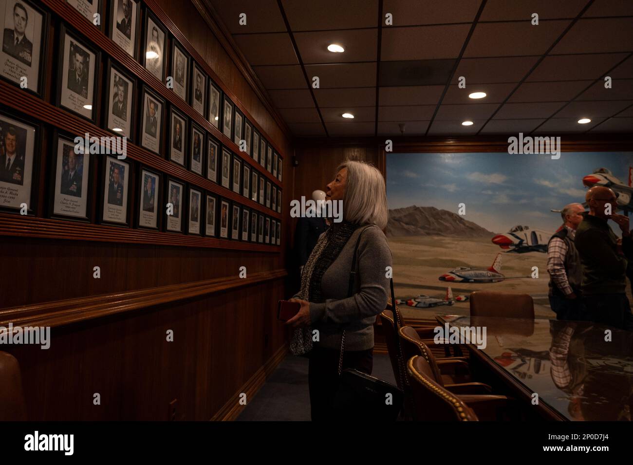 Beale Air Force Base civic leaders learn the history of the Thunderbirds during a tour at Nellis